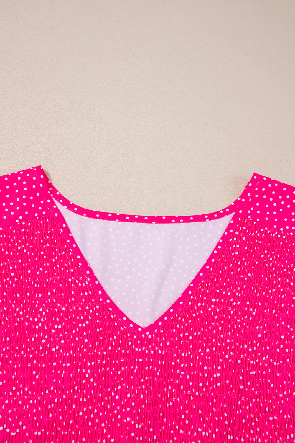 Rose Polka Dot Print Ruffle Smocked Plus Midi Dress BB Fashion Outlet