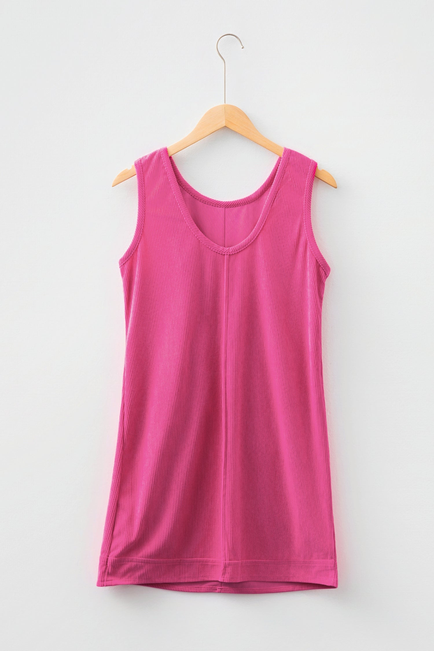 Soft Corduroy Sleeveless Mini Dress With Patched Pockets - eAura