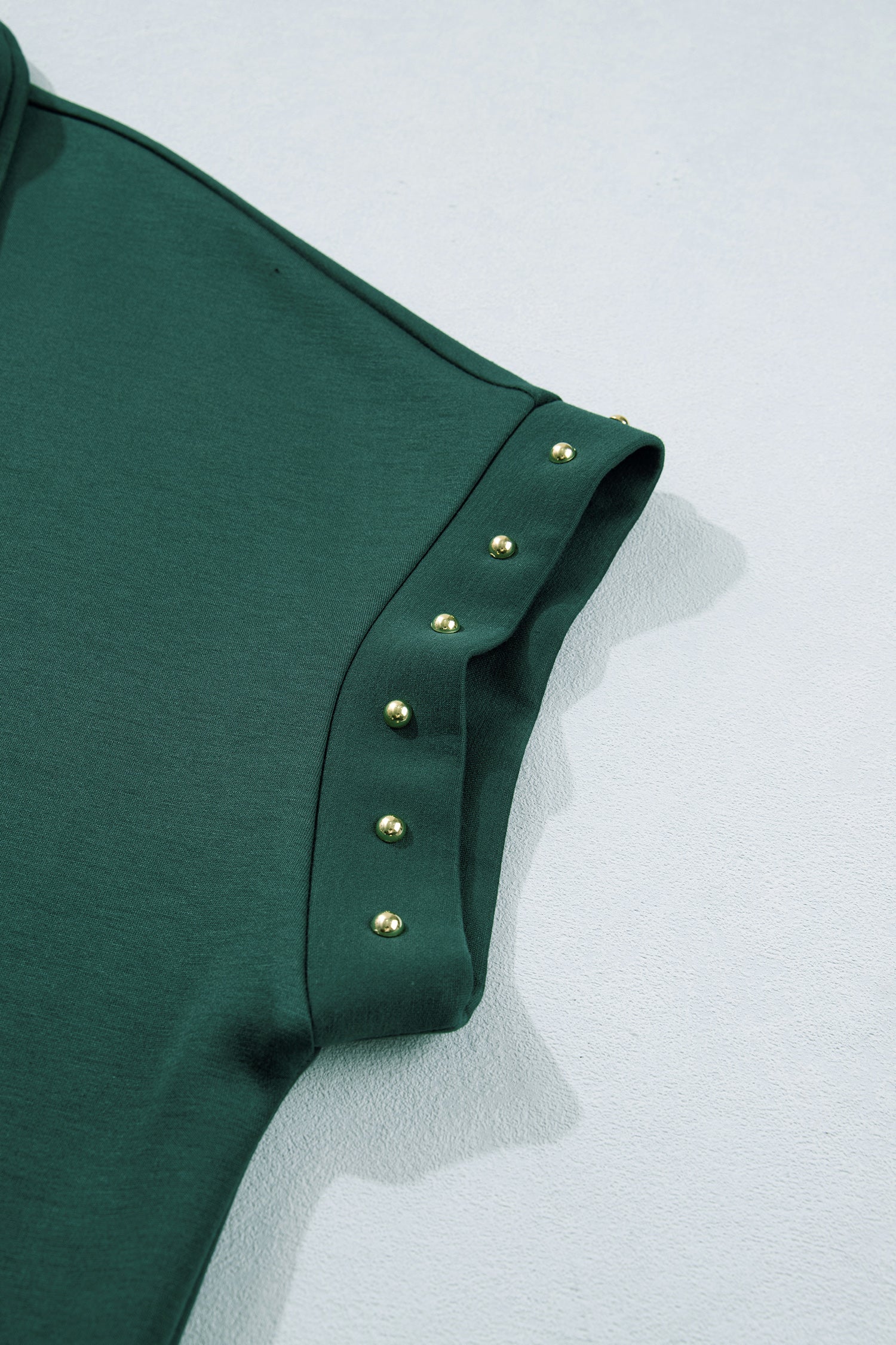 Plus Size Studded Zip-Up T-Shirt Dress with Pockets – Green