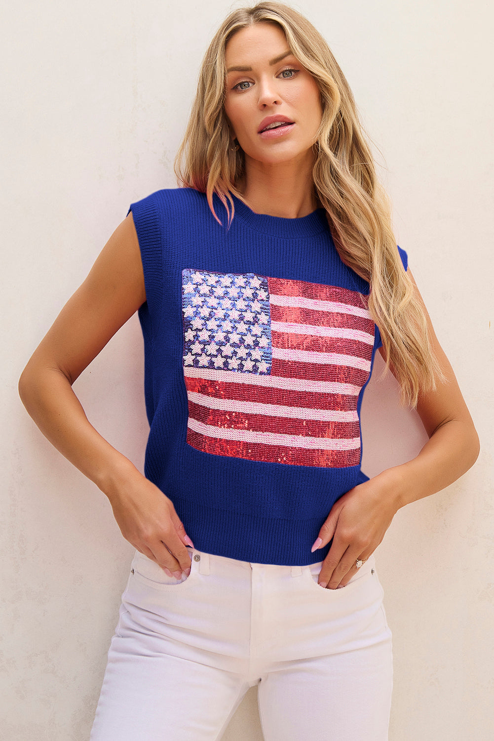 Bonbon Sparkling American Flag Knitted Vest eAura