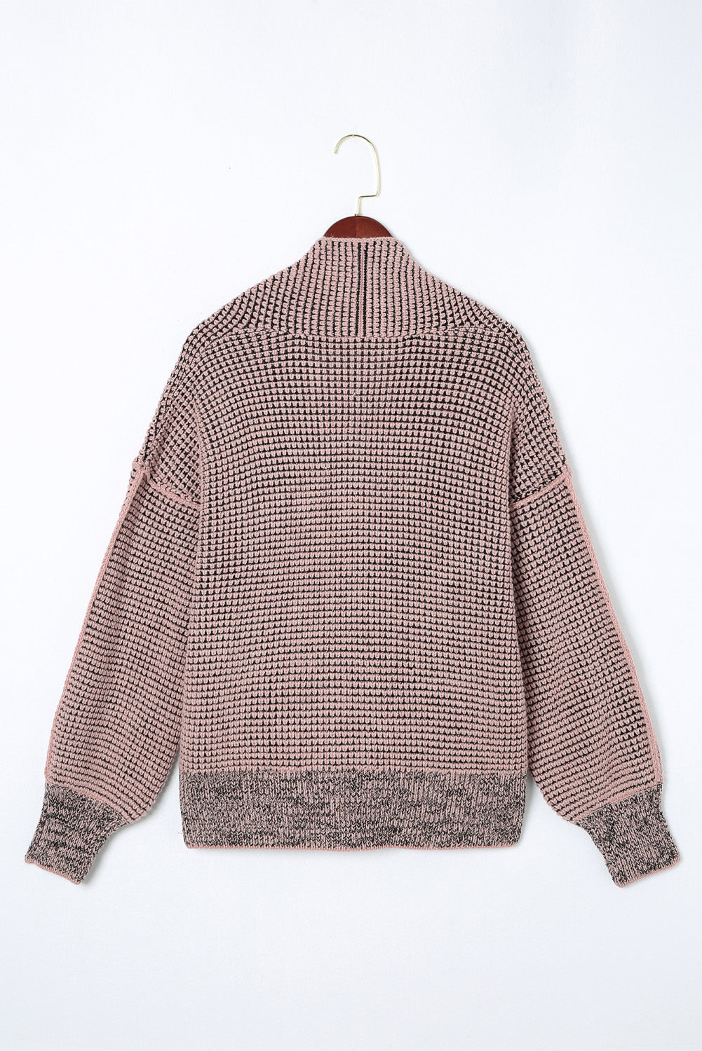 Brown Chunky Waffle Knit Oversized Collar Cardigan eAura