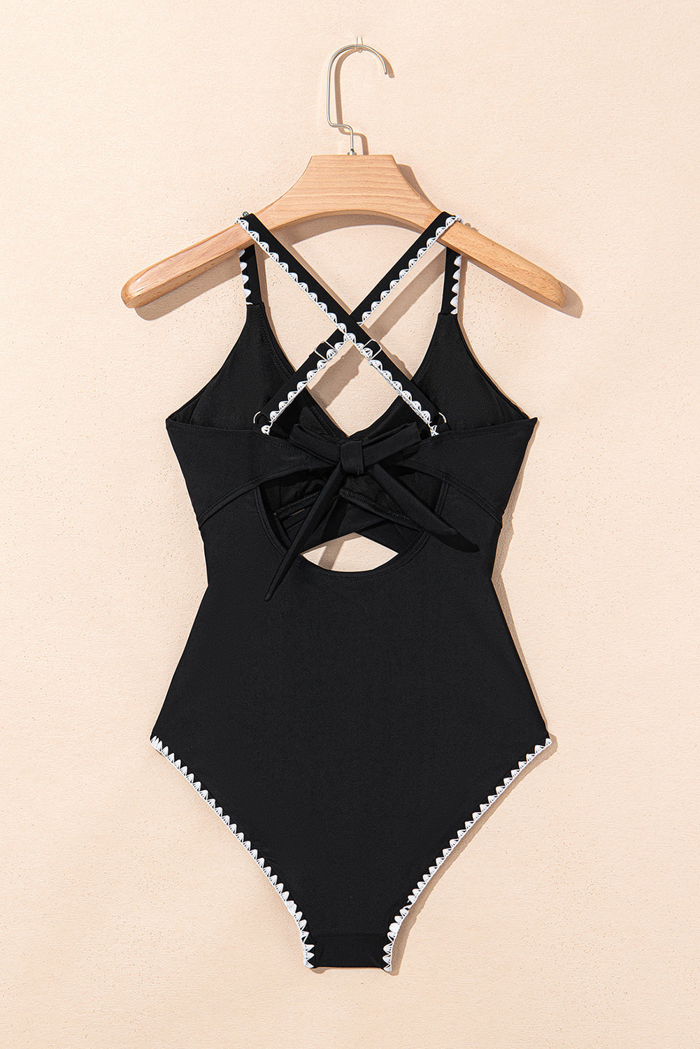 Beau Blue Ric Rac Trim Contrasted Patchwork Cutout One Piece Swimsuit eAura