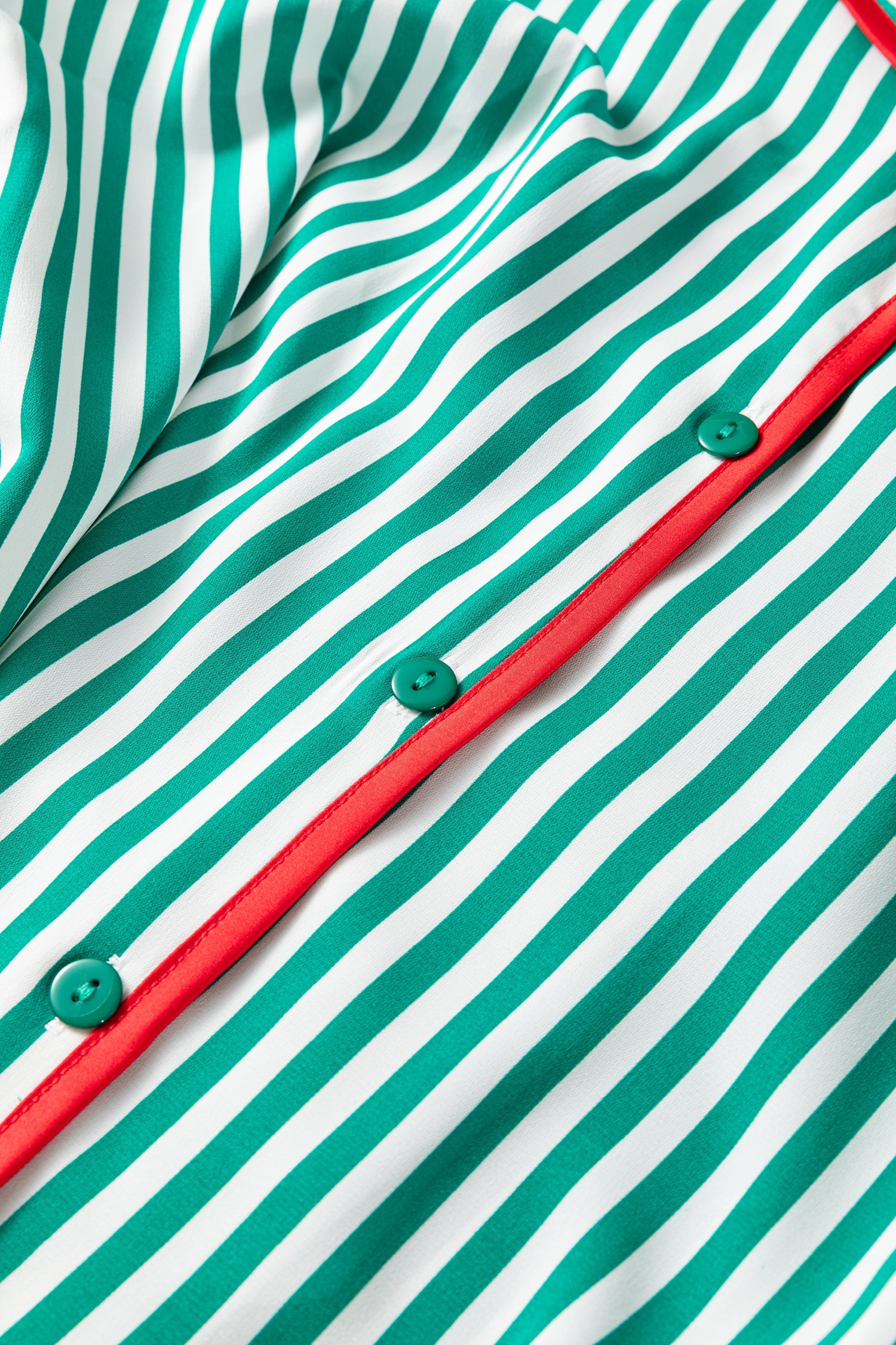 Striped Contrast Velvet Trim Bow Knot Waist Pyjama Set - Loungewear & Sleepwear/Sleepwear