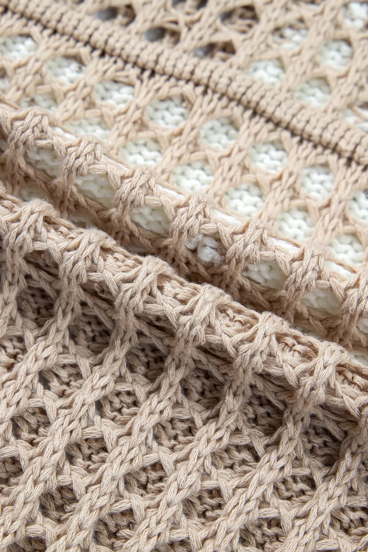 Star Pattern Crochet Hooded Drawstring Sweater – Sage Green