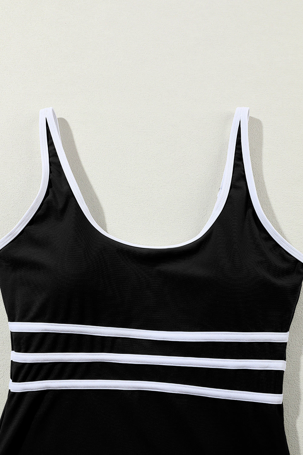 Black Contrast Trim Colourblock U Neck One Piece Swimwear eAura