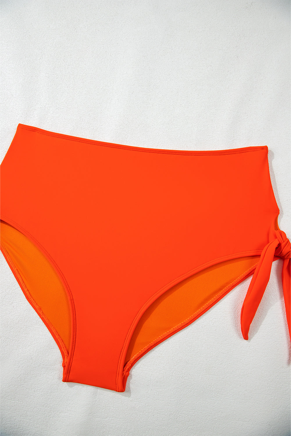Orange Ruffled Trim Knotted High Waist Plus Size Bikini Set BB Fashion Outlet