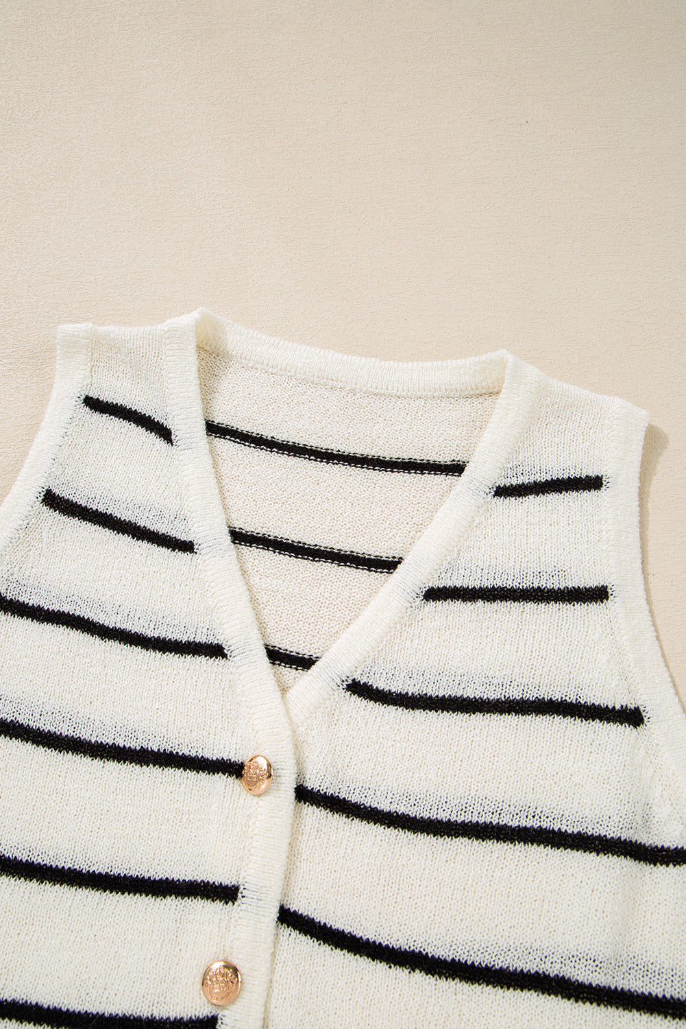 Black Stripe Buttoned V Neck Slim Fit Sweater Vest eAura