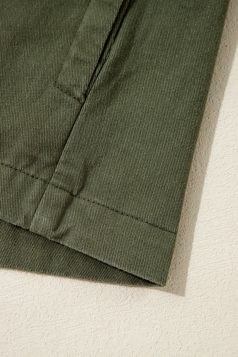 Moss Green Snap Button Zipper Tight Waist Collared Jacket eAura