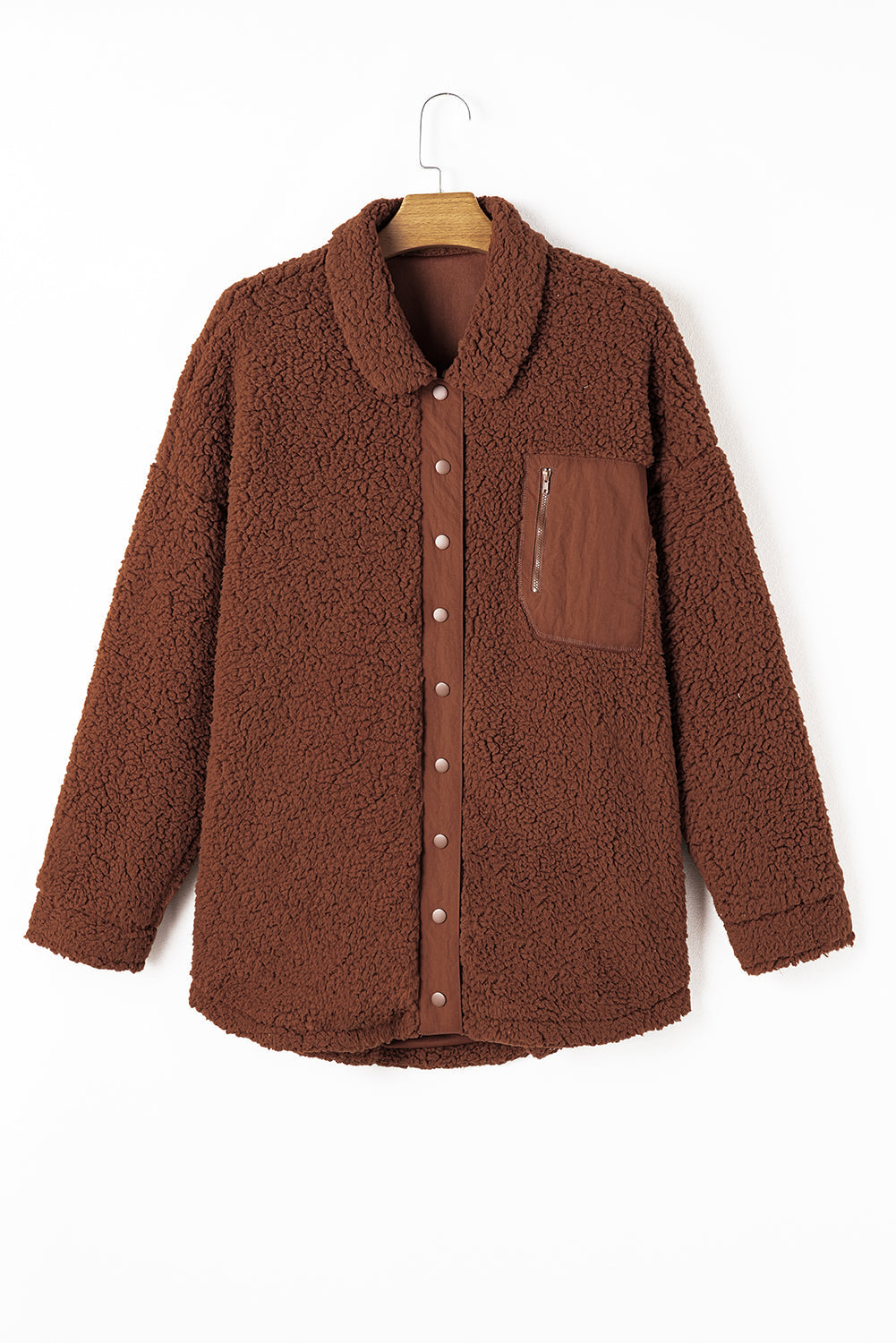 Red Clay Faux Shearling Teddy Bear Jacket Beagle Boutique Fashion Outlet