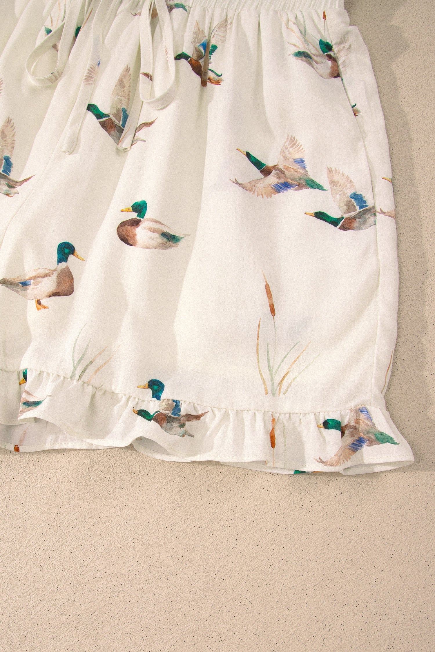 Beige Mallard Print Shirt & Shorts Two Piece Set