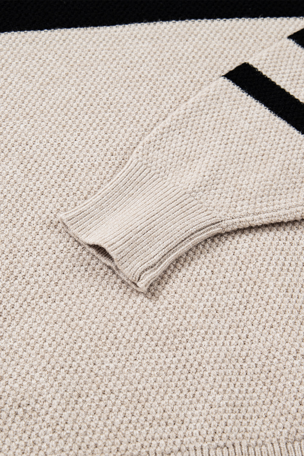 Colour Block Knit Striped Sleeve Detail Casual Sweater eAura