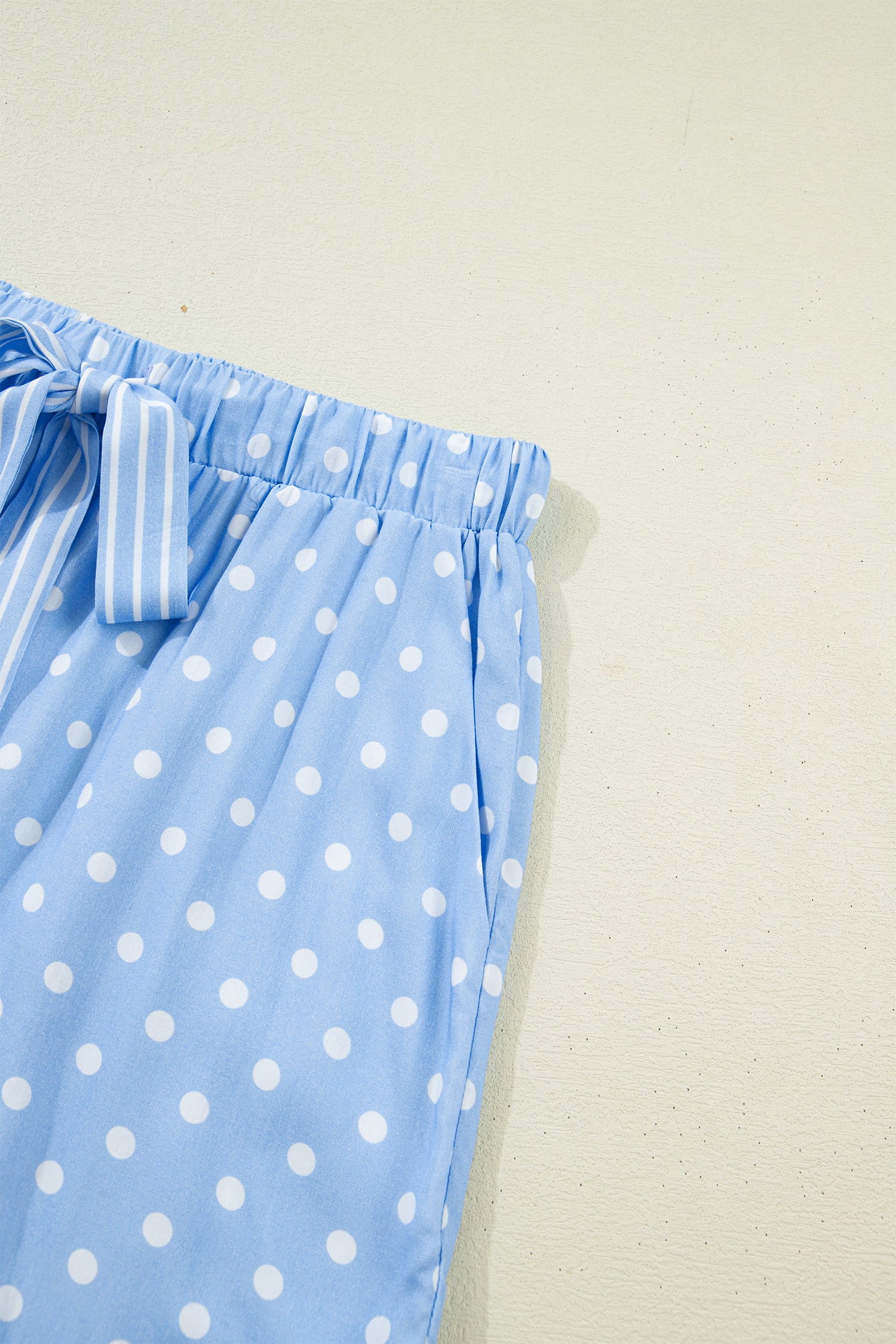 Sky Blue Dotted Print Soft Short Pajama Set – Light Blue