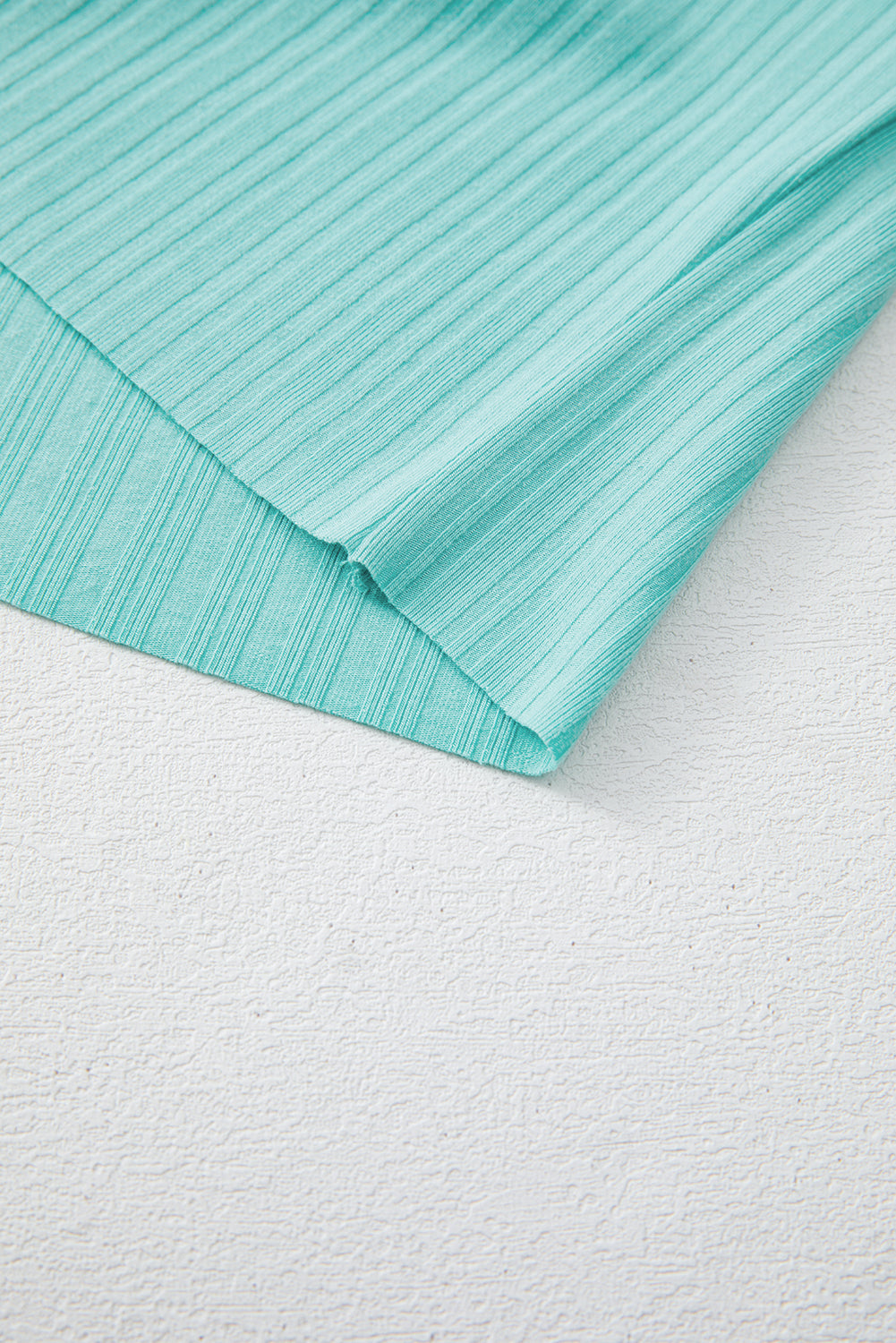 Mint Green Ribbed Button V Neck Tank Top and Shorts Set eAura