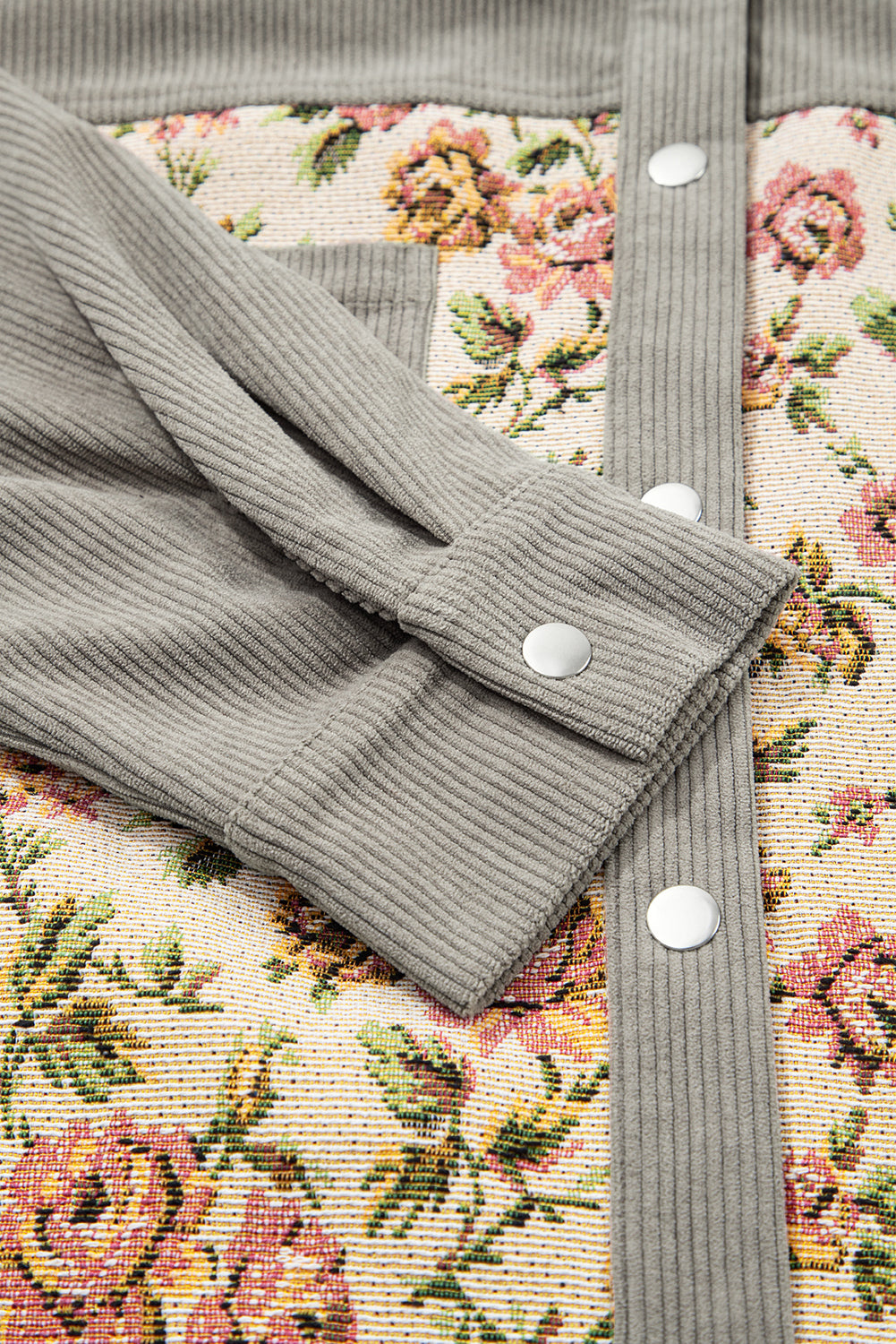 Soft Corduroy Floral Patchwork Jacket - eAura