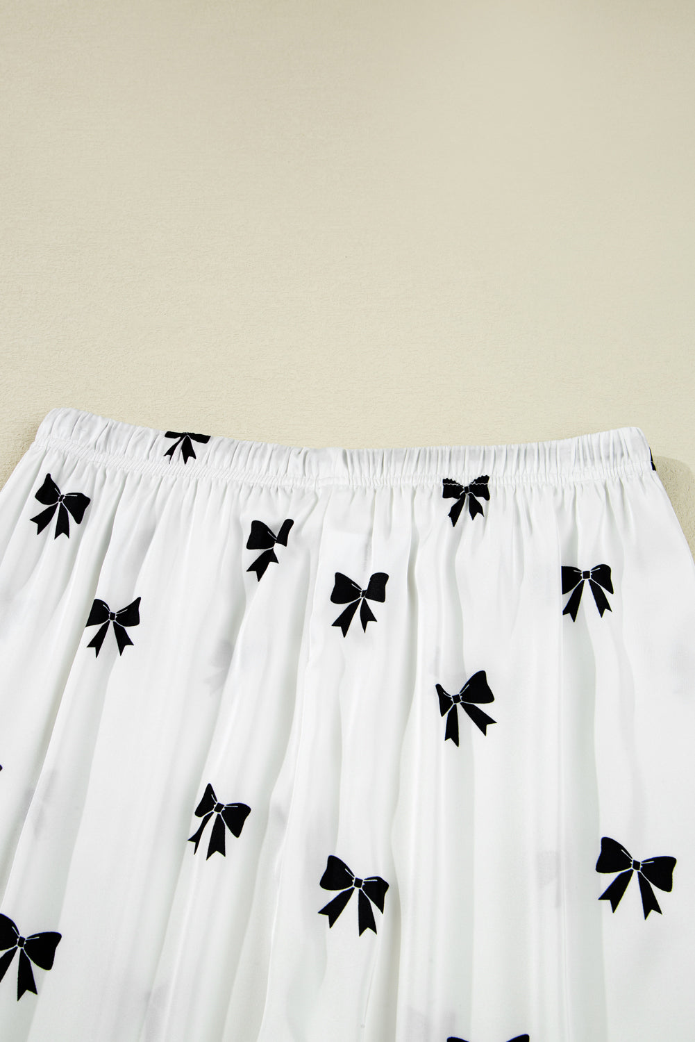 White Bows Print Two Piece Pyjama Set - eAura