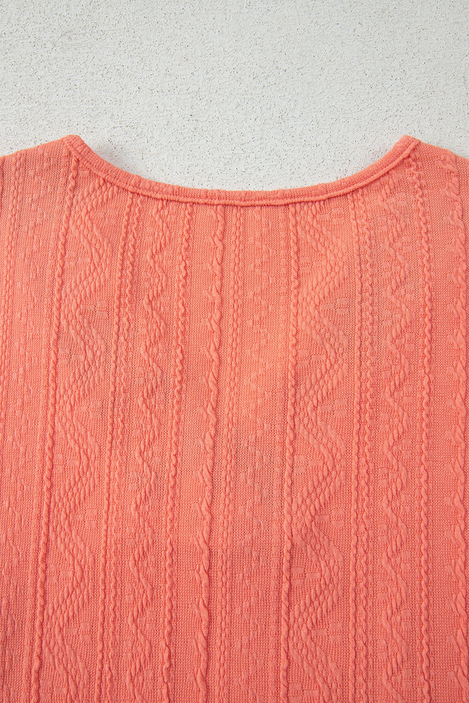 Orange Crochet Floral Accent V-Neck Textured Trouser Set - Two Piece Sets/Pant Sets