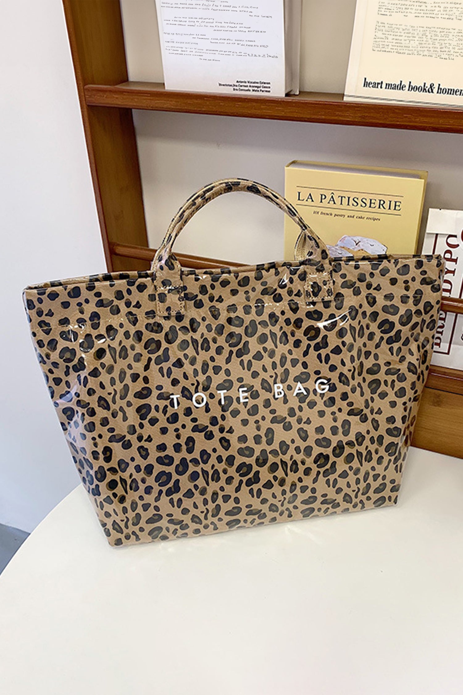 Leopard Print PU Leather Waterproof Tote Bag