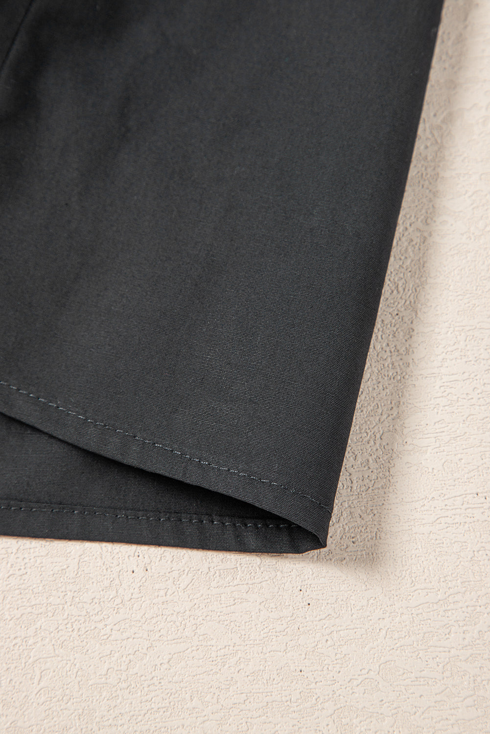 Black Shirt Style Button Down Puff Sleeve Ruffle Hem Dress eAura