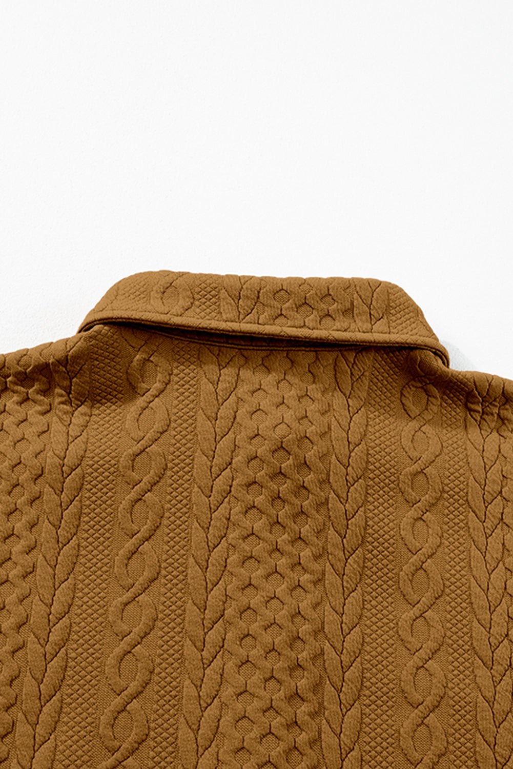 Cable Texture Puff Sleeve Loose Shacket - eAura