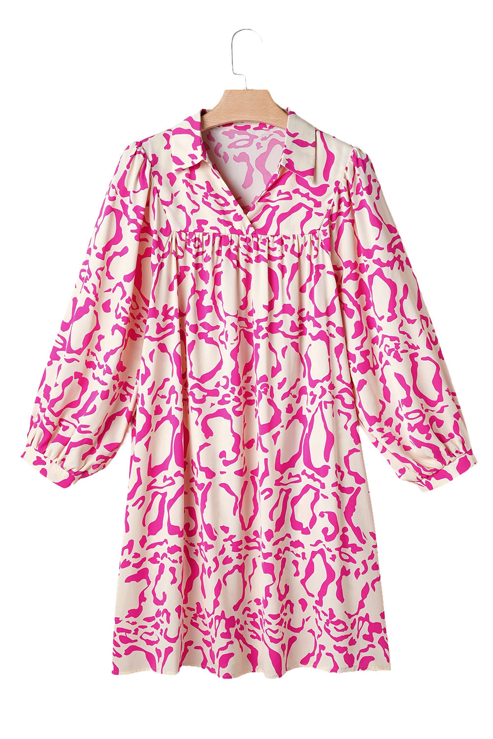 Pink Leopard Print Loose Fit Babydoll Mini Dress Beagle Boutique Fashion Outlet