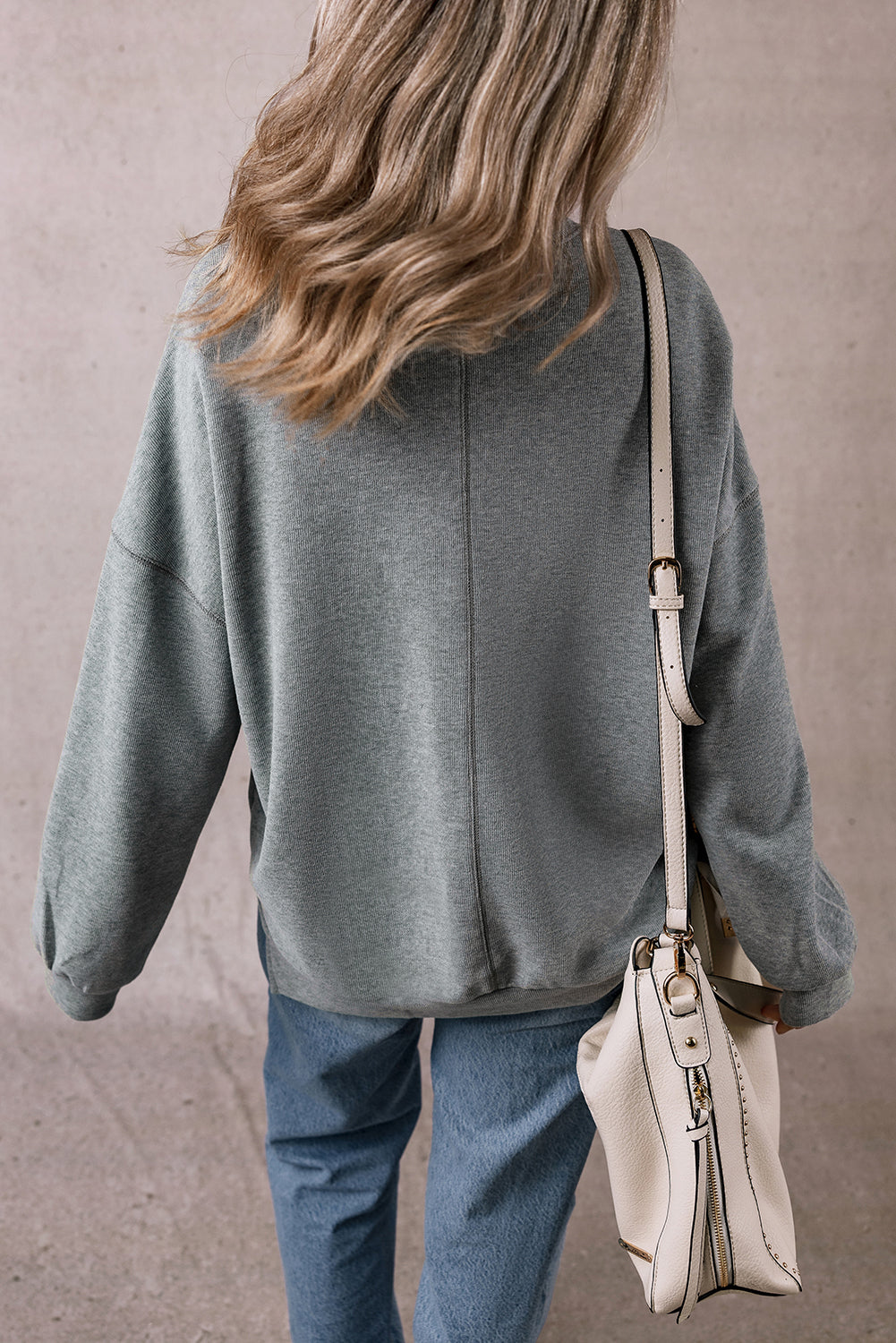 Medium Grey Side Split Drop Shoulder Oversized Sweatshirt eAura