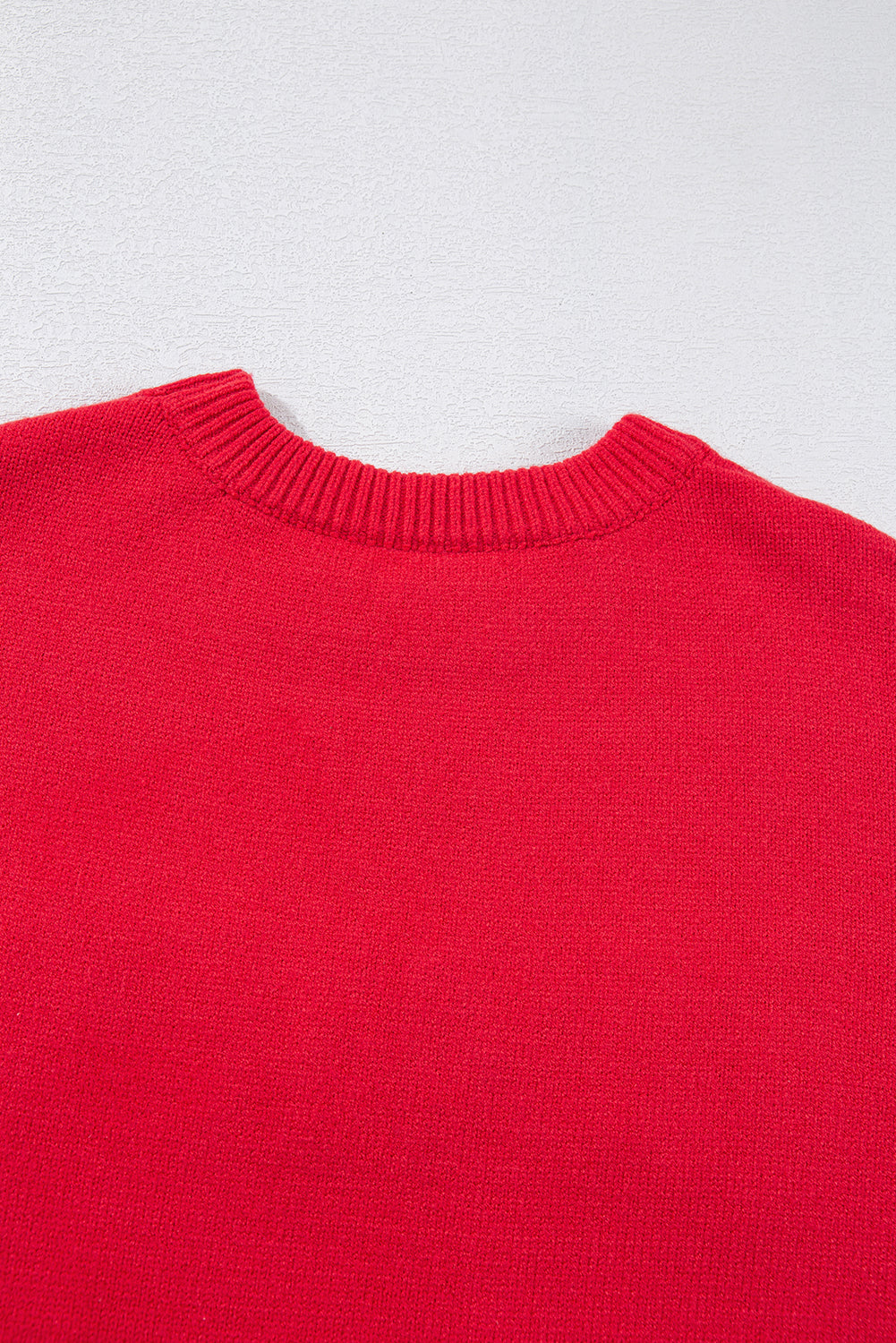 Fiery Red Tinsel Merry Letter Drop Shoulder Baggy Sweater eAura