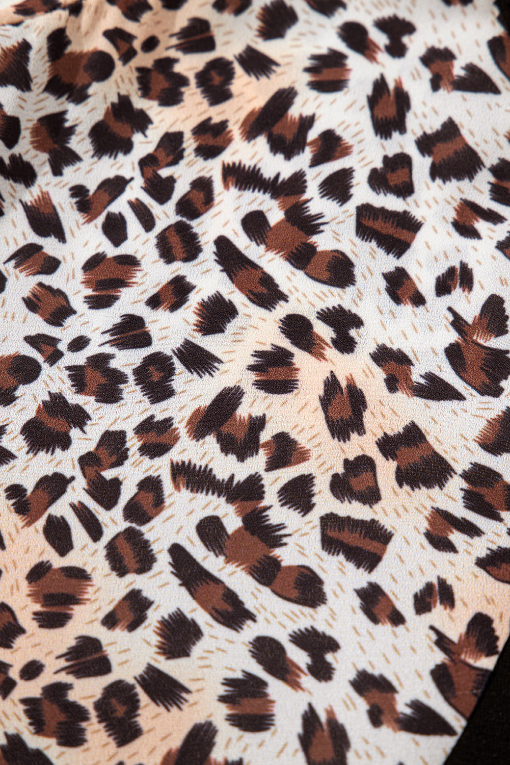 Black Leopard Print Patchwork Ruffled Sleeve V-Neck T-Shirt - eAura