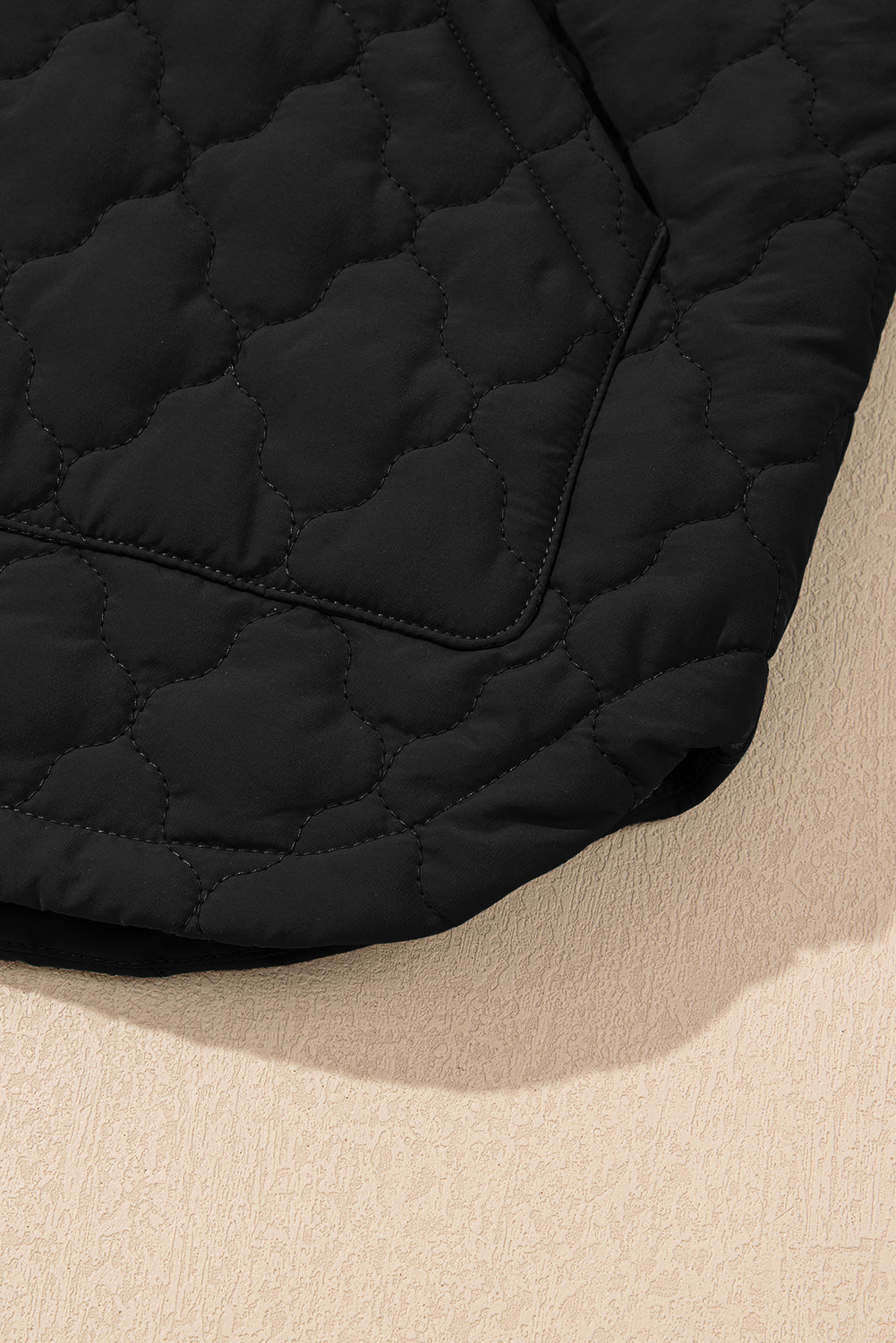 Flower Shape Quilted Snap Button Zip Up Winter Vest Vest - eAura