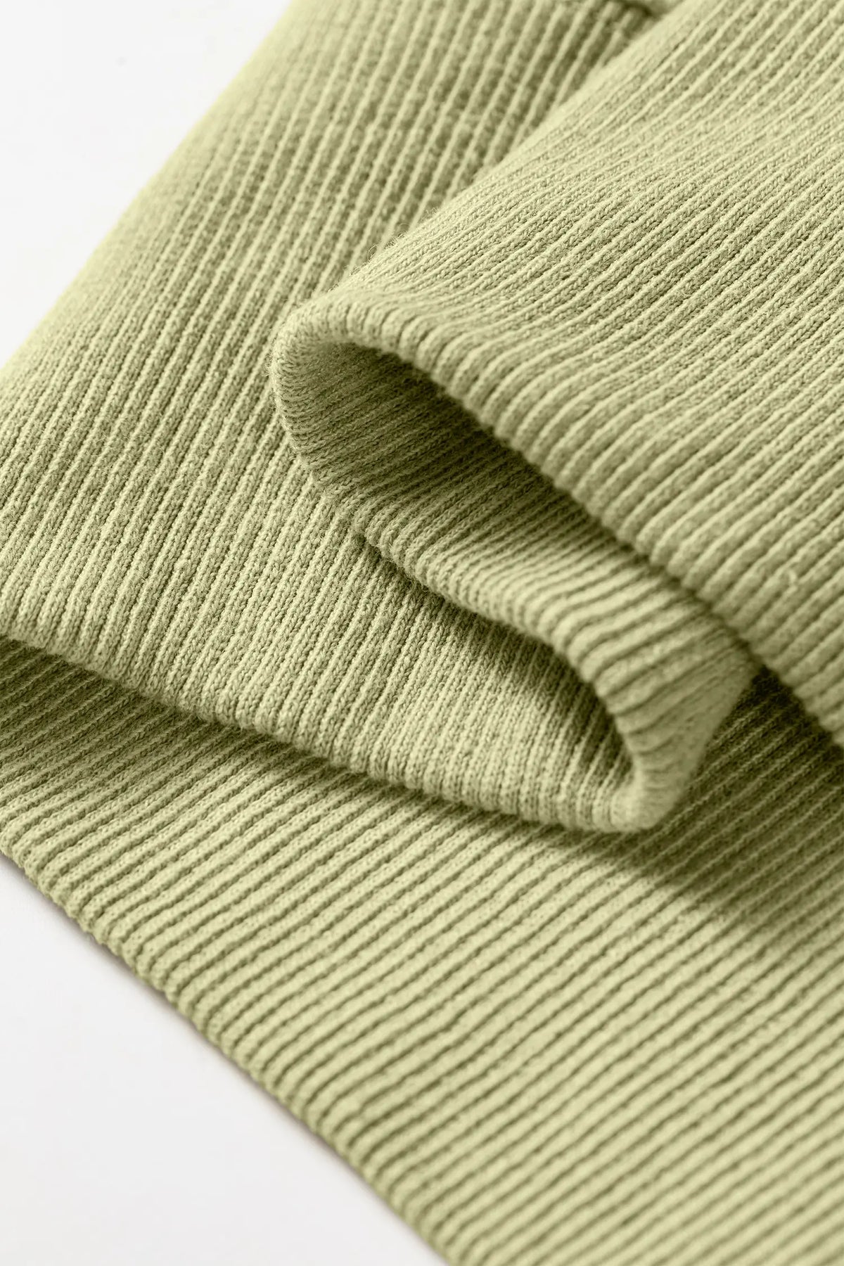 Camouflage Waffle Knit Raw Edge Contrast Trim Oversized Long Sleeve Top – Green