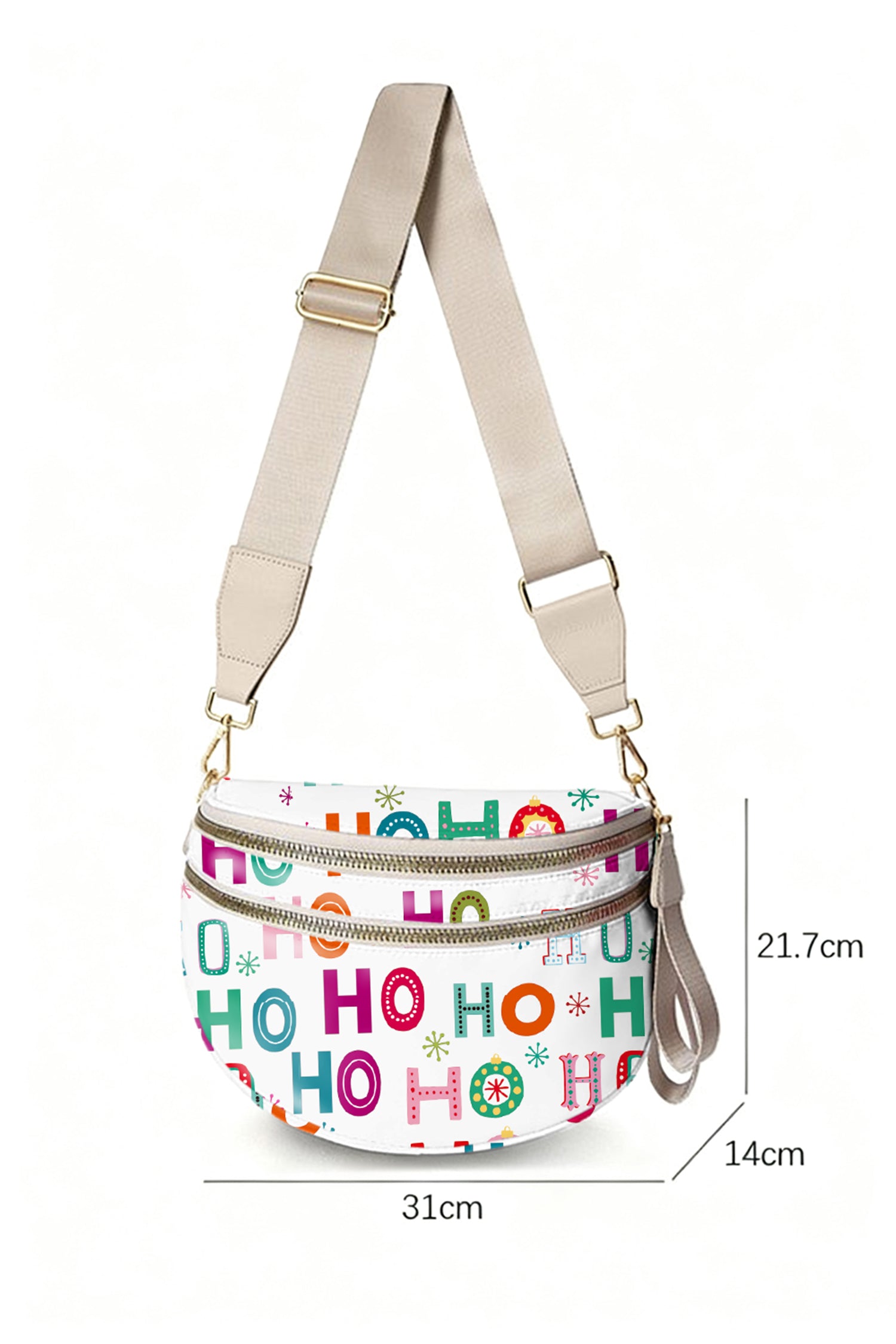 Chestnut Leopard Printed Double Zip PU Leather Crossbody Bag
