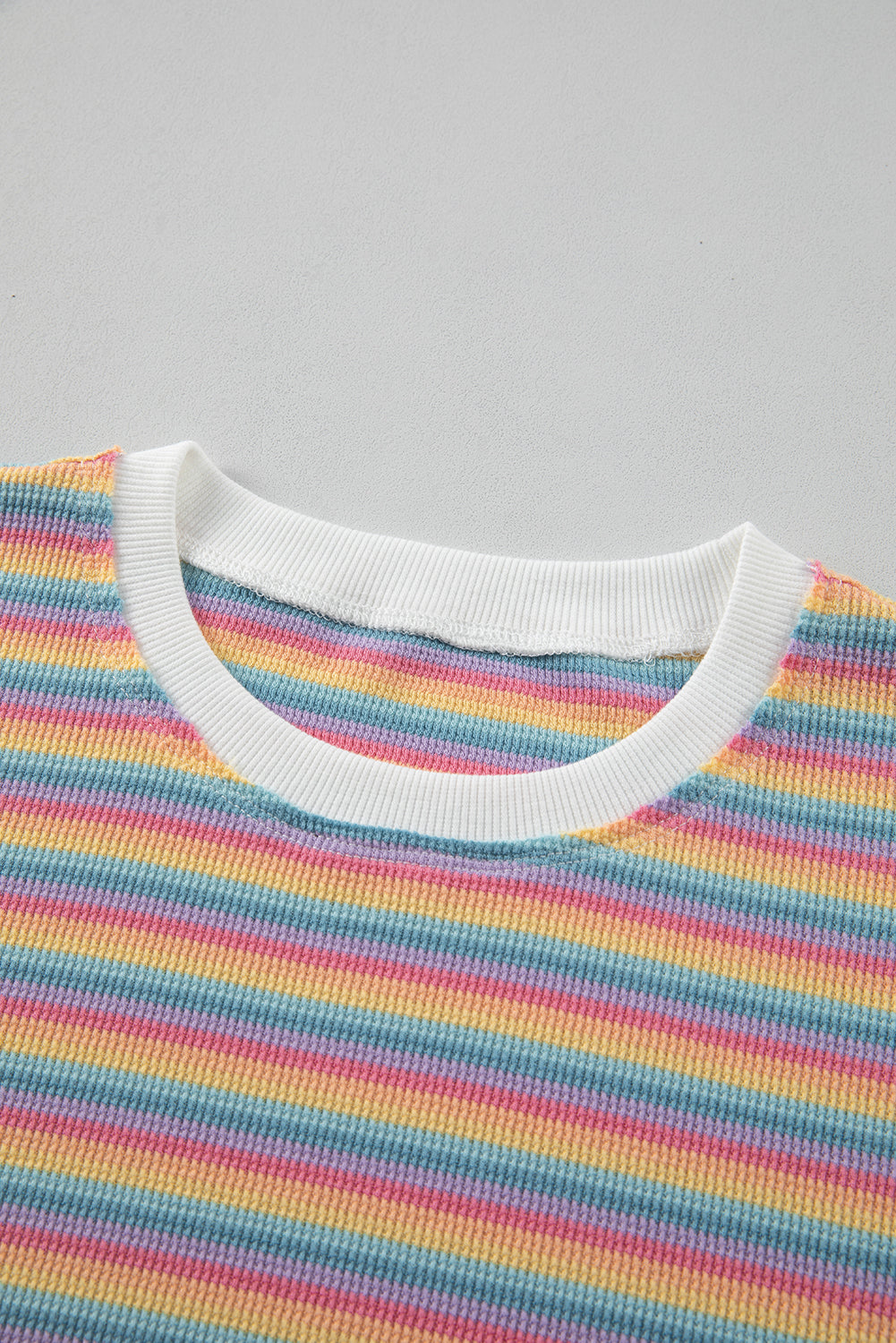 Pink Stripe Crew Neck Tee and Tasseled Drawstring Shorts Set Co-ord eAura