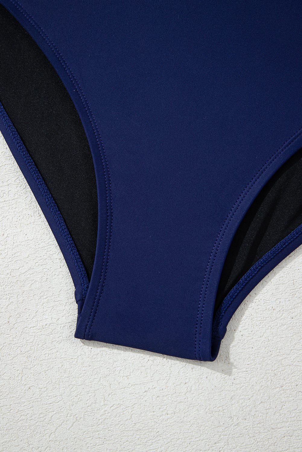 Navy Blue Abstract Print Frilled Trim Spaghetti Straps Tankini Set eAura