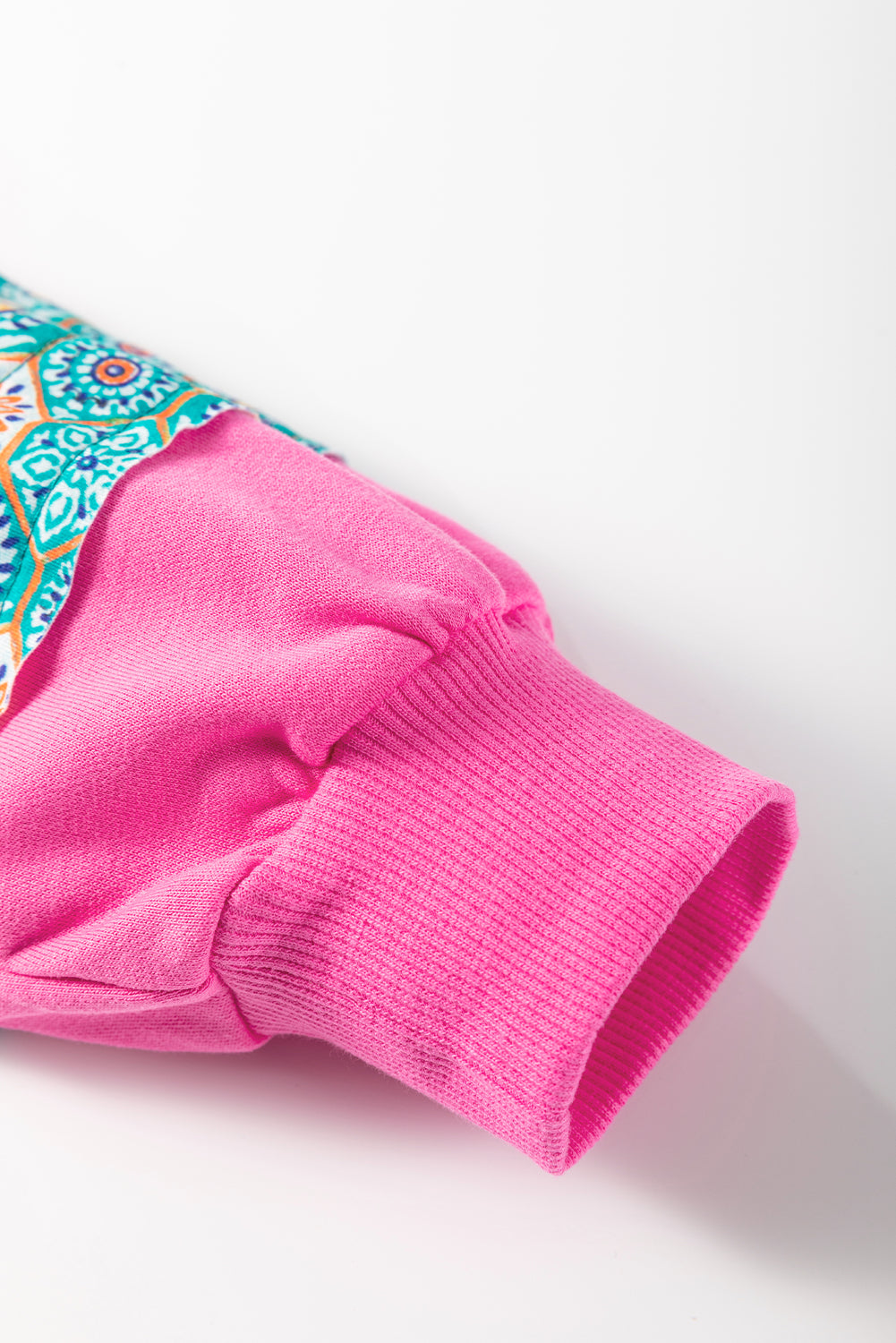 Sachet Pink Mixed Print Patch Drop Shoulder Pullover Top eAura