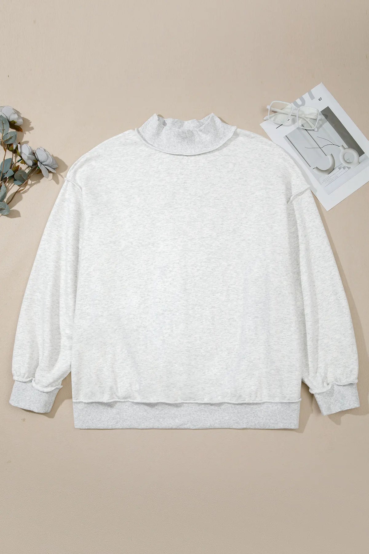 Exposed Seam Detail Reversible Double Wear Plus Size Sweatshirt