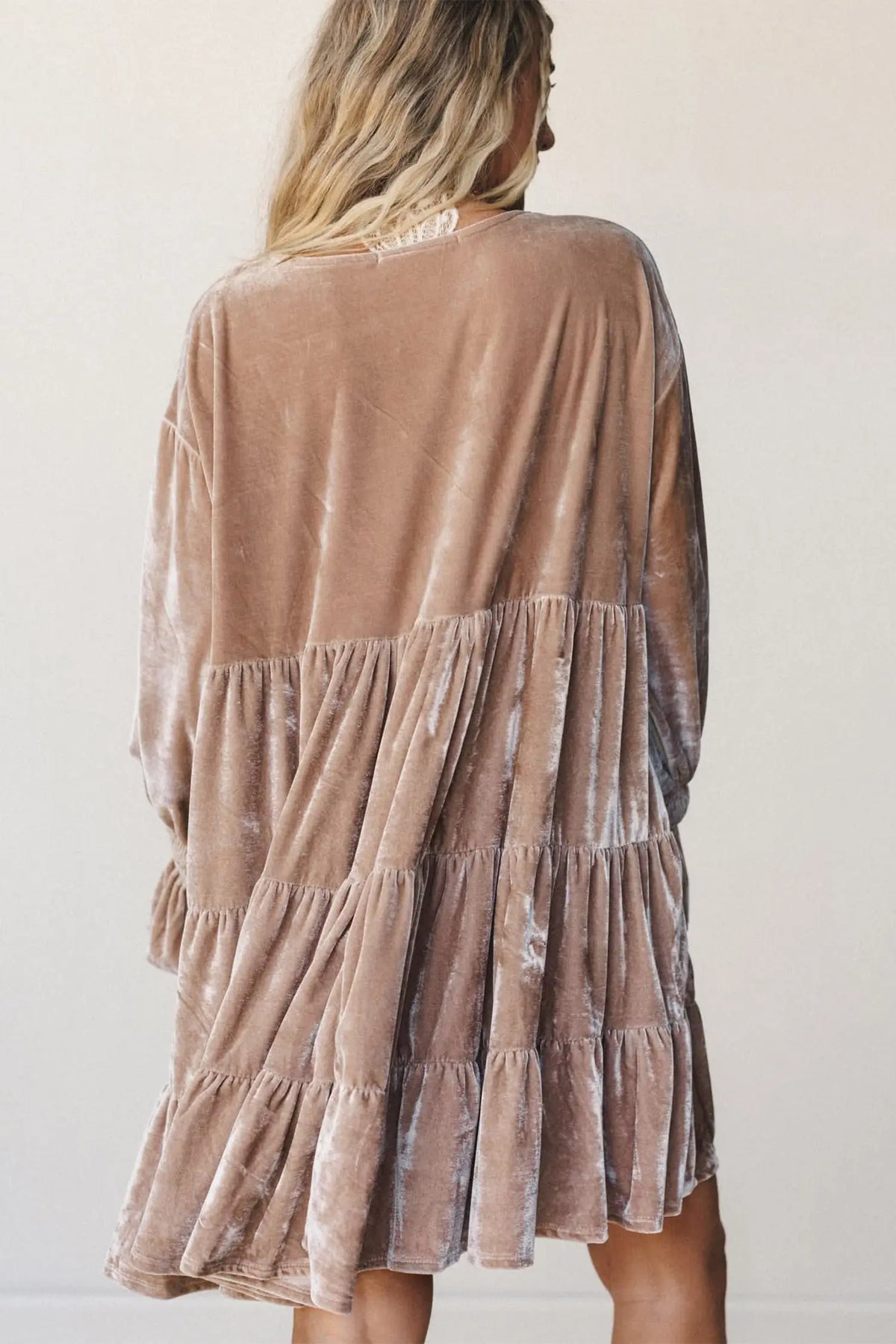 Velvet V-Neck Tiered Mini Dress