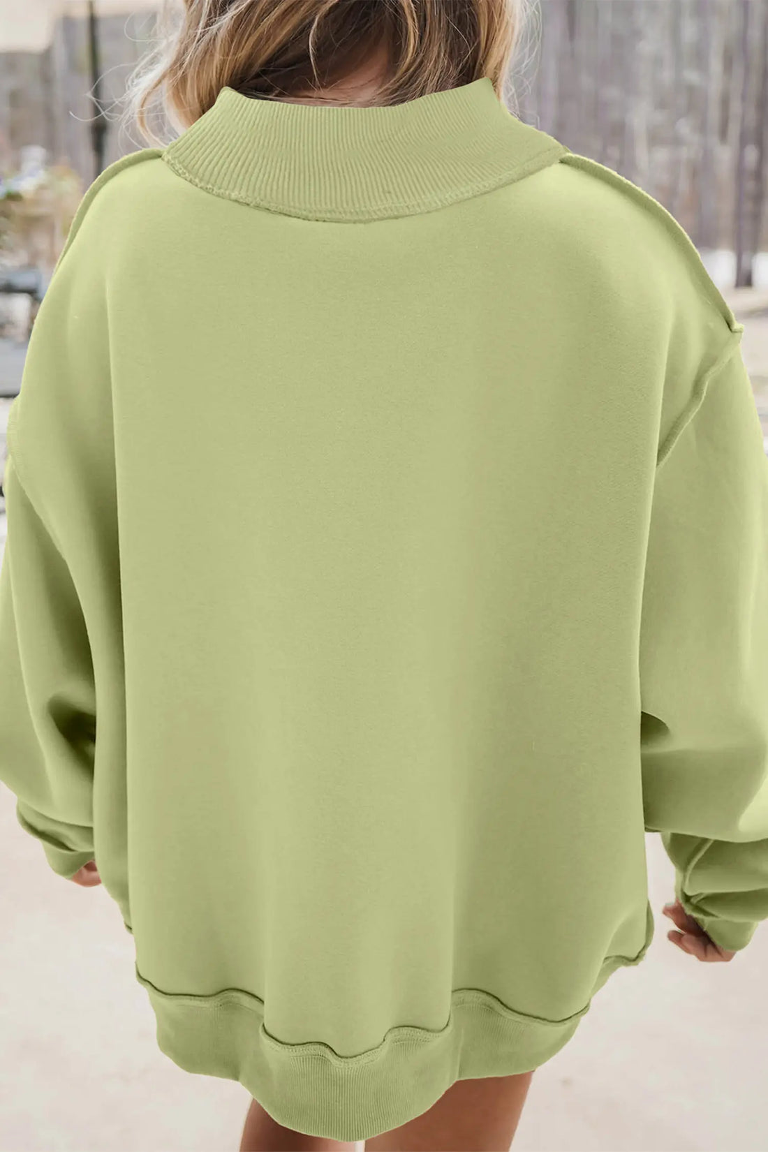 JESUS Letter Patch Graphic Exposed Seam Mock Neck Baggy Sweatshirt