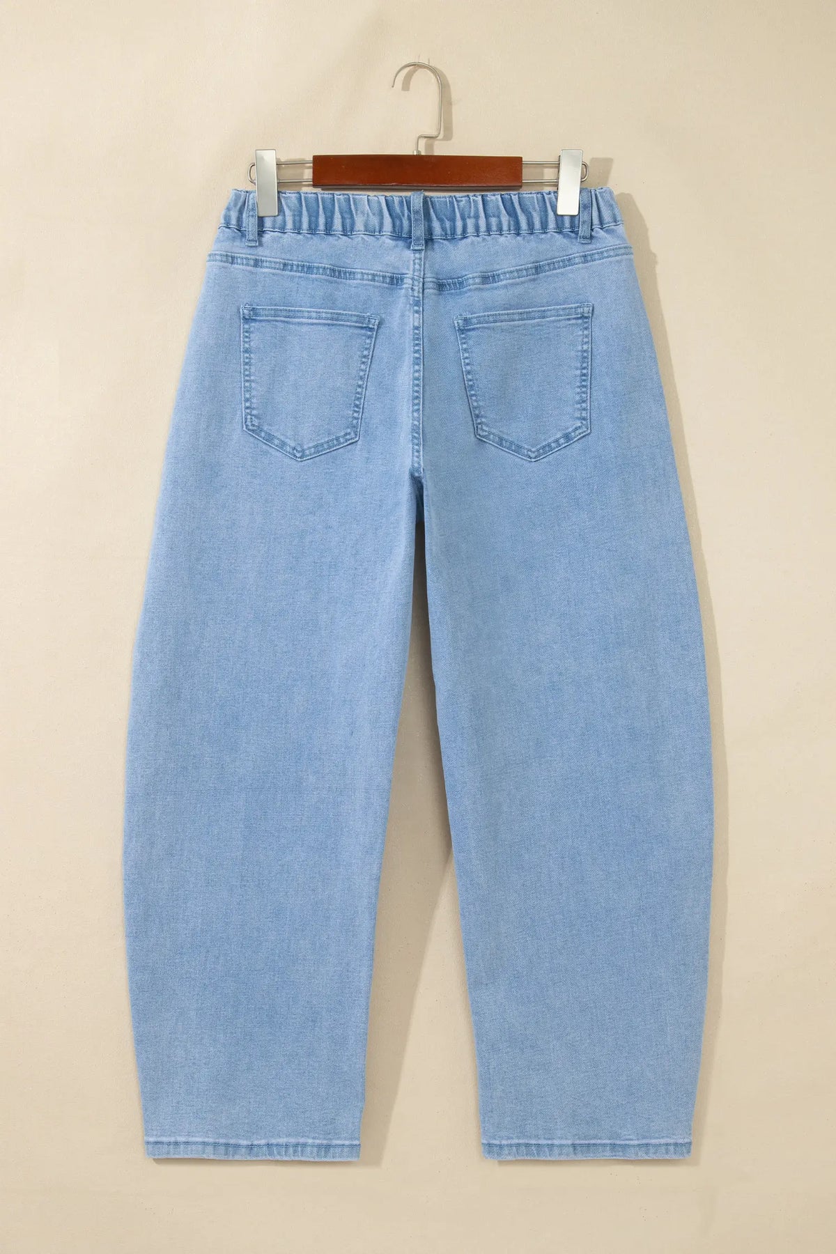 Solid Colour Square Patch Pocket Ankle-length Barrel Jeans – Beau Blue