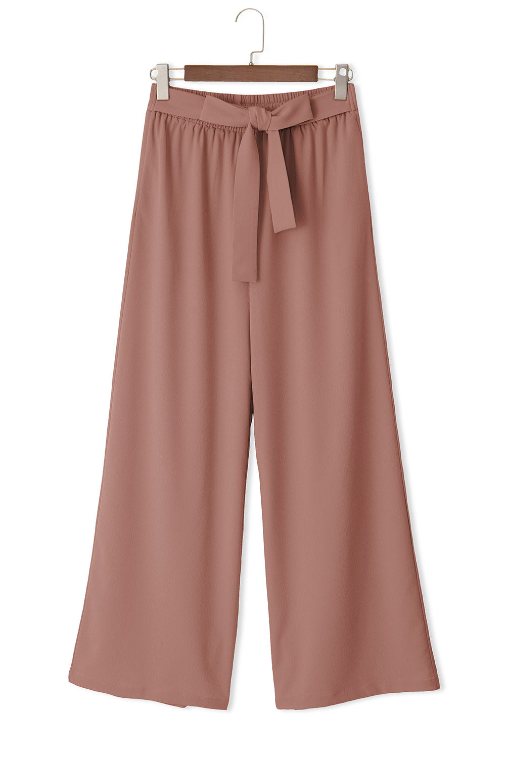 Coffee High Waisted Tie Front Side Pocket Wide Leg Flowy Casual Pants Dear-Lover Dropshipping