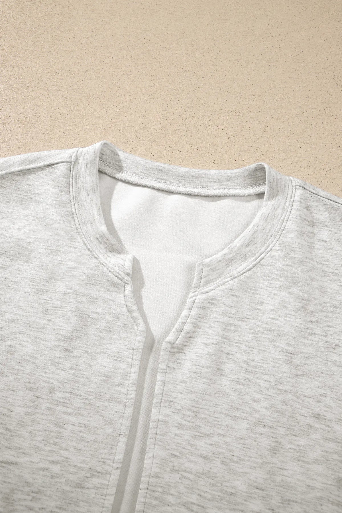 Solid Colour Zip Front Jacket Style Sweatshirt – Light Grey