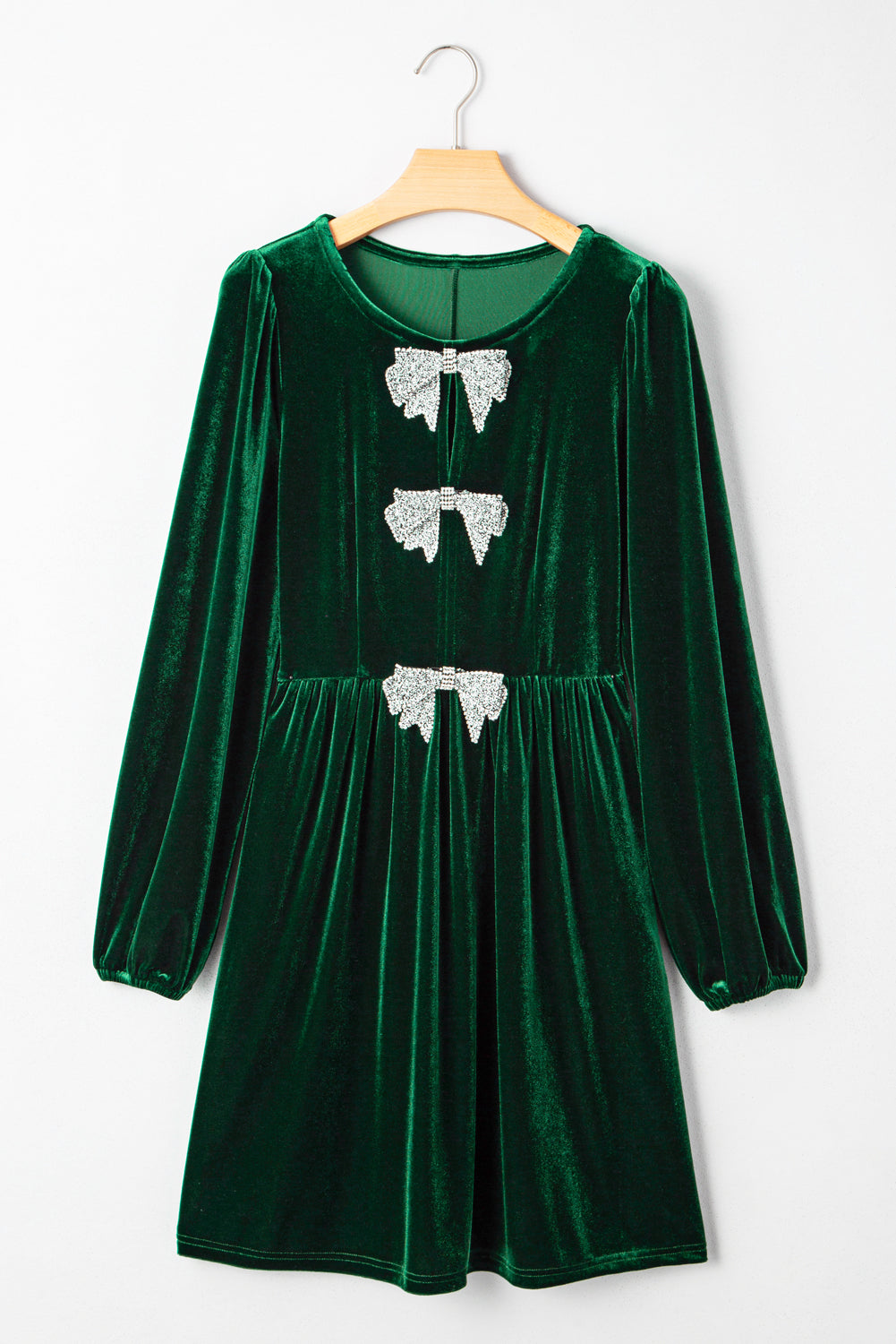 Bowknot Decor High Waist Velvet Mini Dress - eAura
