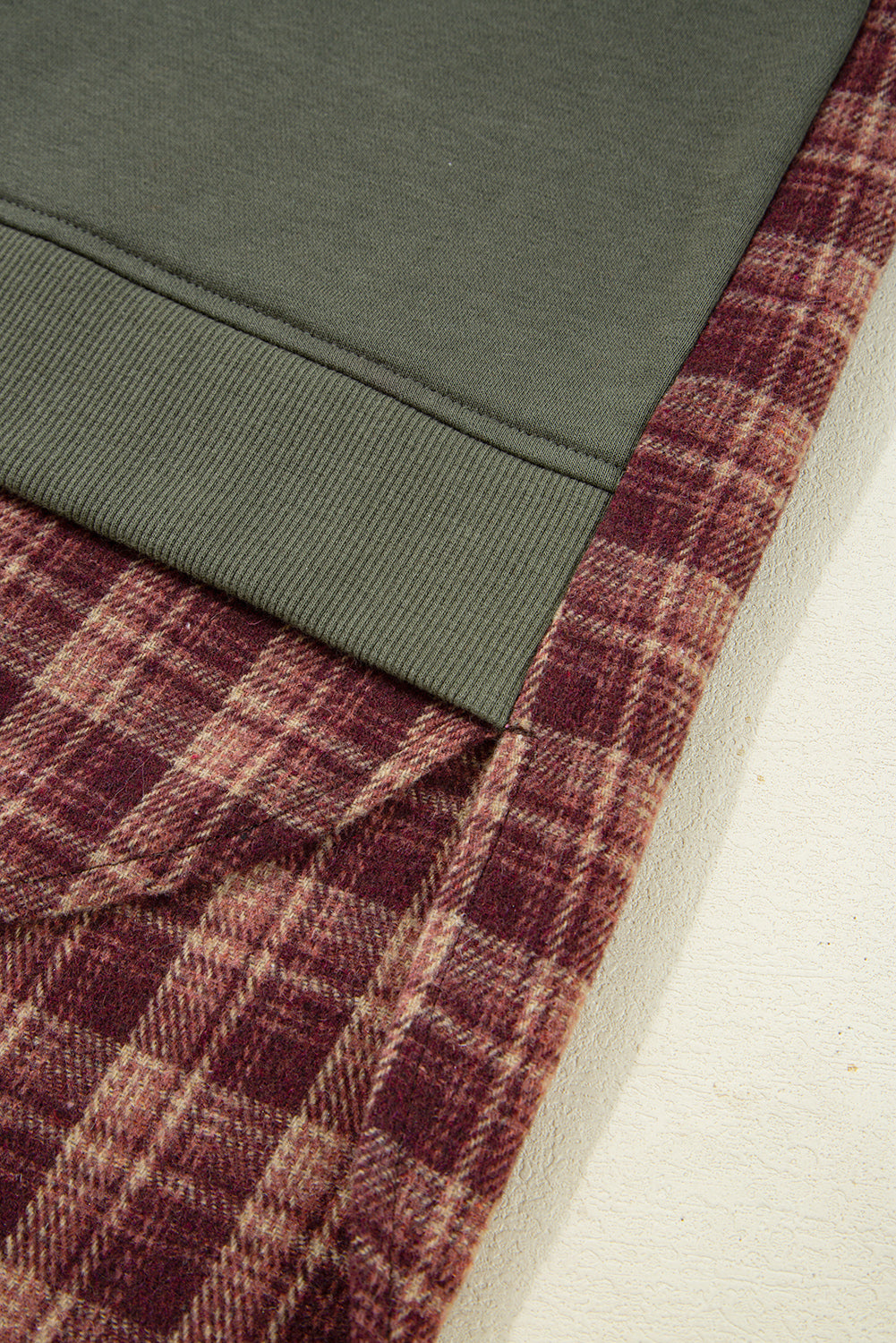 Green Plaid Patchwork Drop Shoulder Sweatshirt - eAura