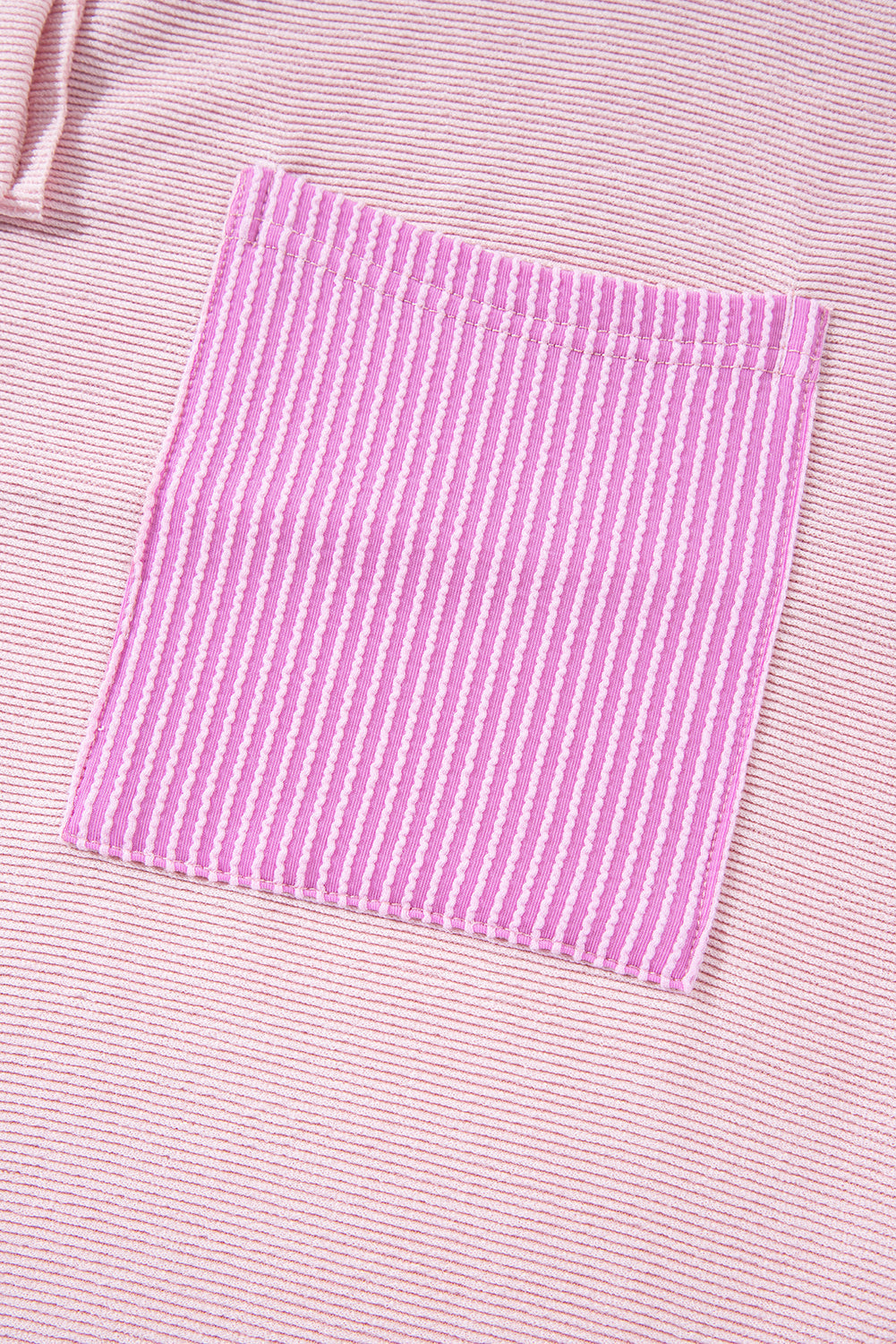 Light Pink Ribbed Colourblock Patch Pocket Drawstring Hooded Top eAura