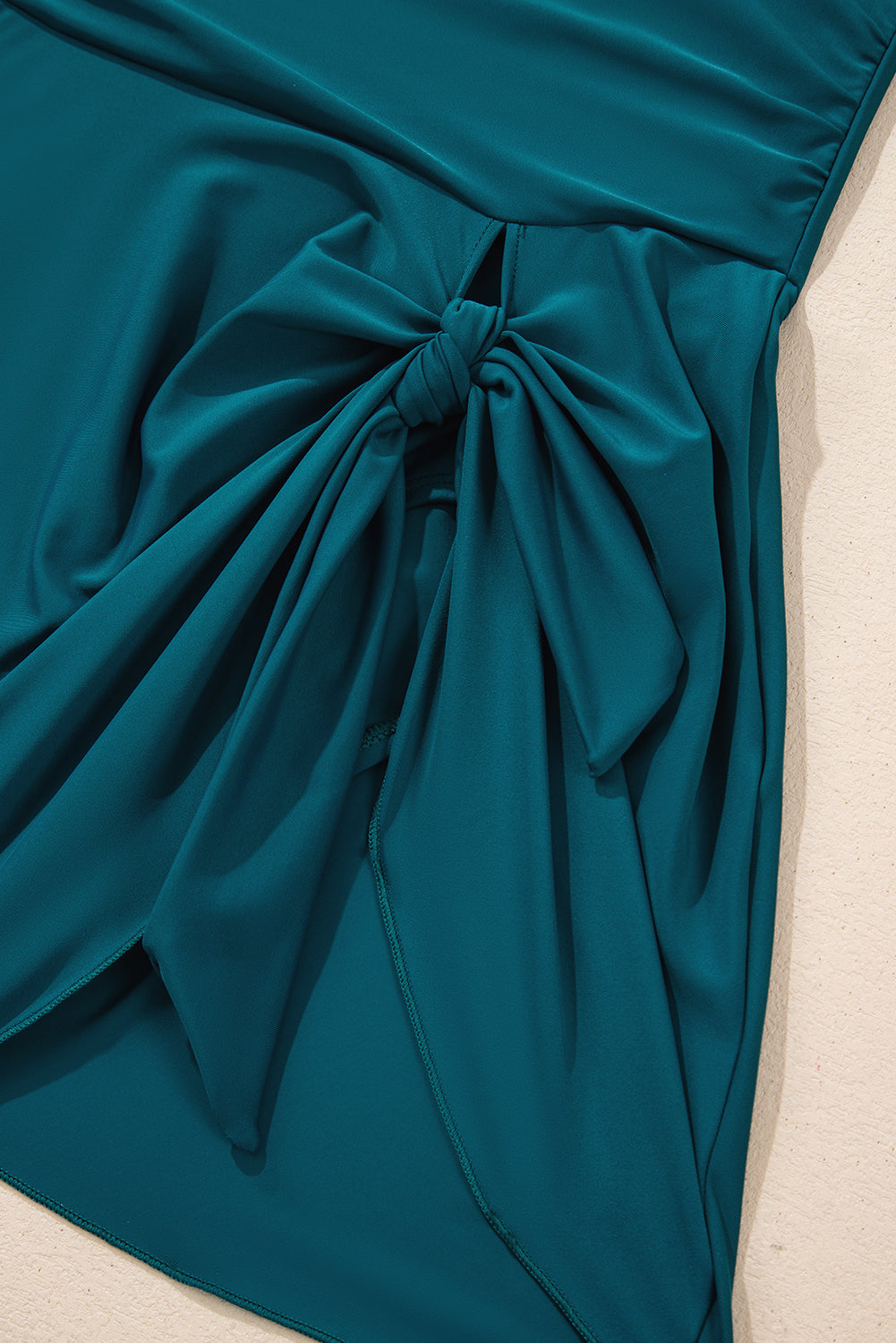 Sea Green Adjustable Straps Cutout Ruched Knot Slit One Piece Swim Dress BB Fashion Outlet