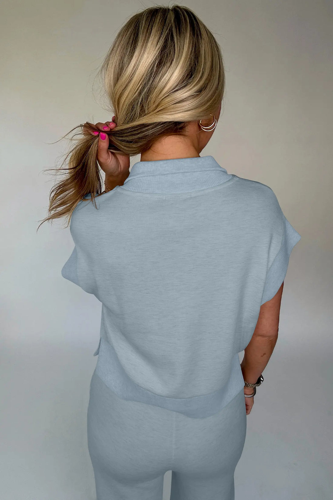 Half Zip Polo Tee Casual Trousers Co-ord Set