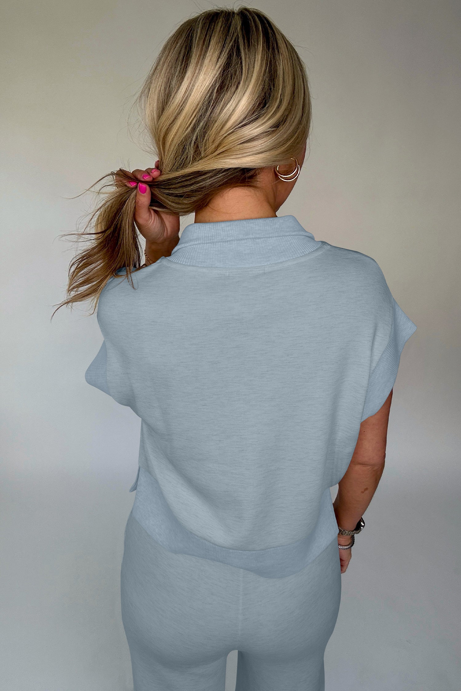 Half Zip Polo Tee Casual Trousers Co-ord Set