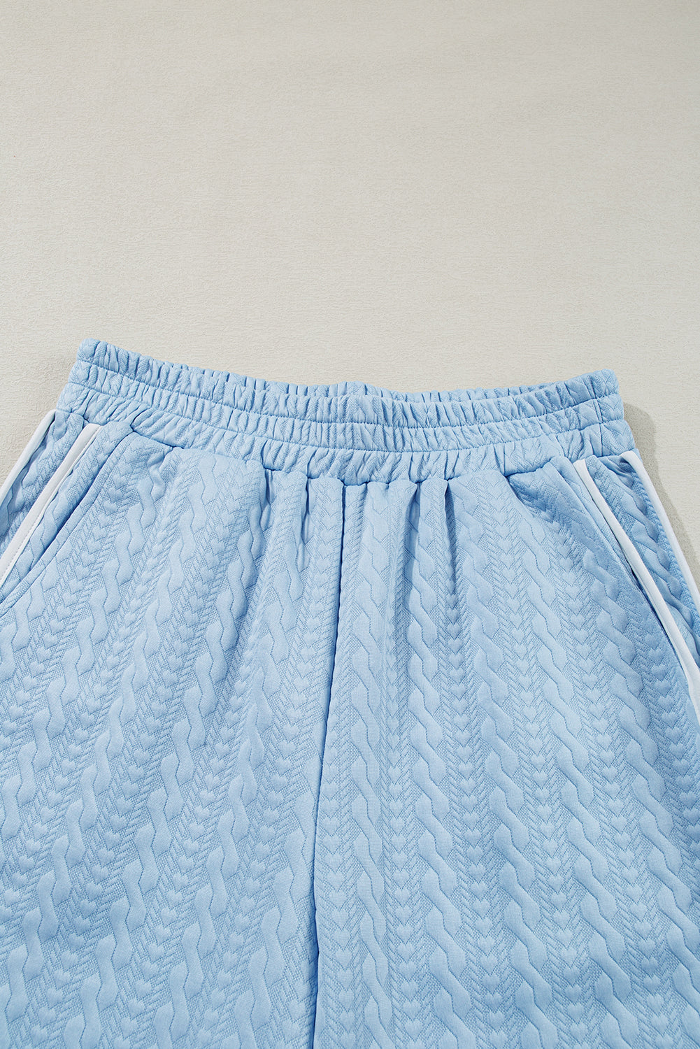 Beau Blue Textured Colourblock Edge Tank Top High Waist Trousers Set eAura