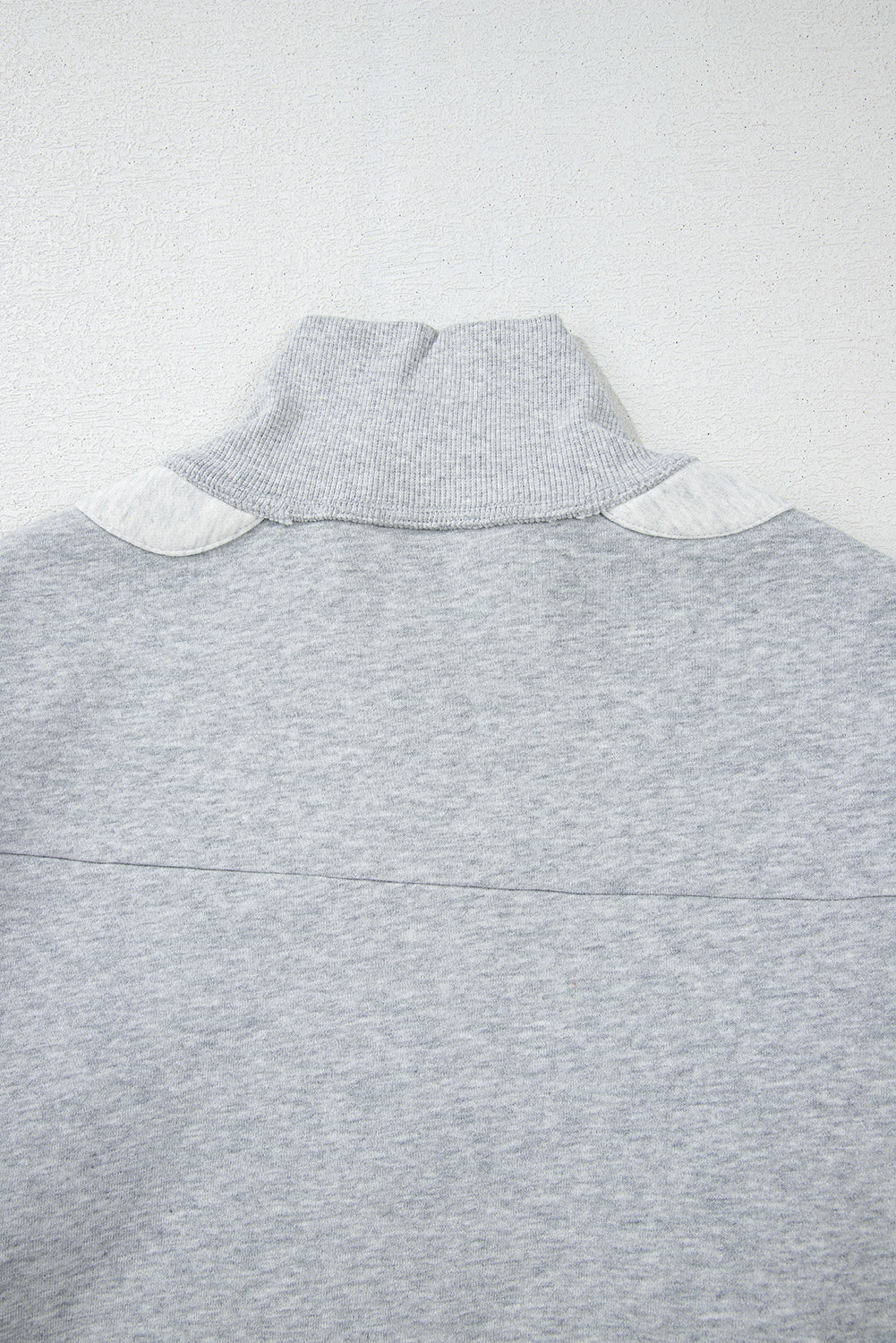 Grey Half Zipper Collared Drop Shoulder Side Slits Sweatshirt eAura