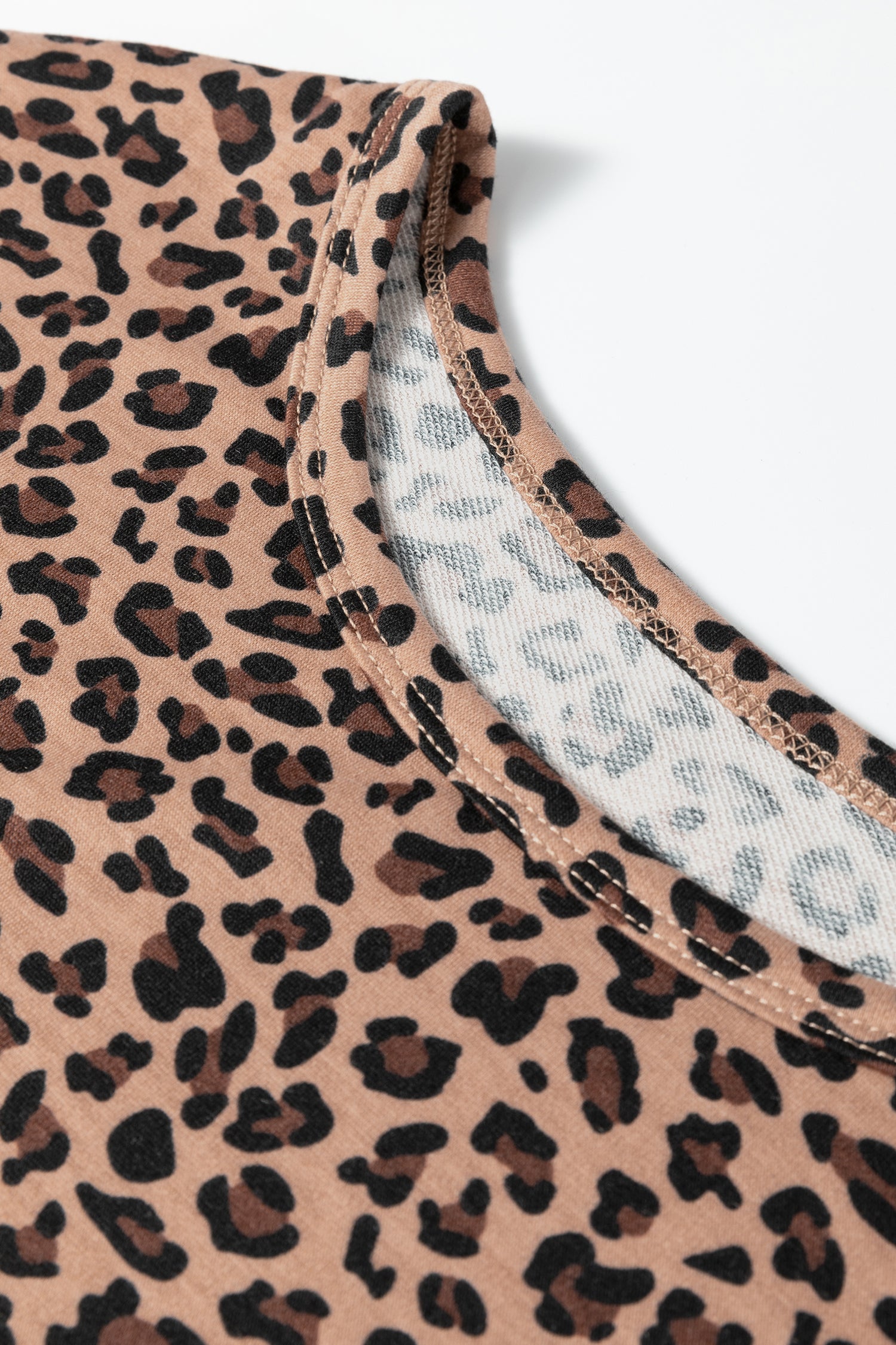Leopard Print High-Low Tee & Wide Leg Pants Set – Brown