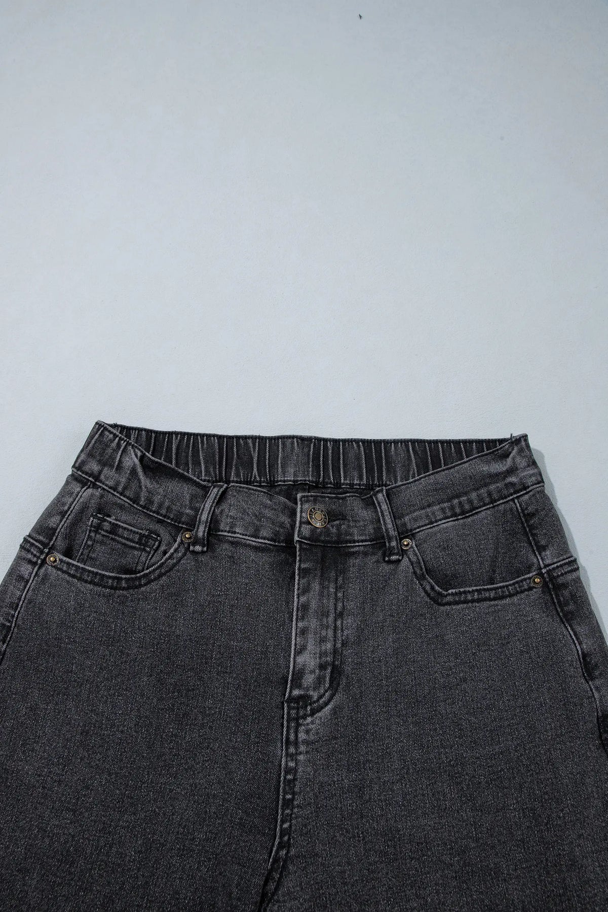 Decorative Seam Patchwork Detail Solid Colour Jeans