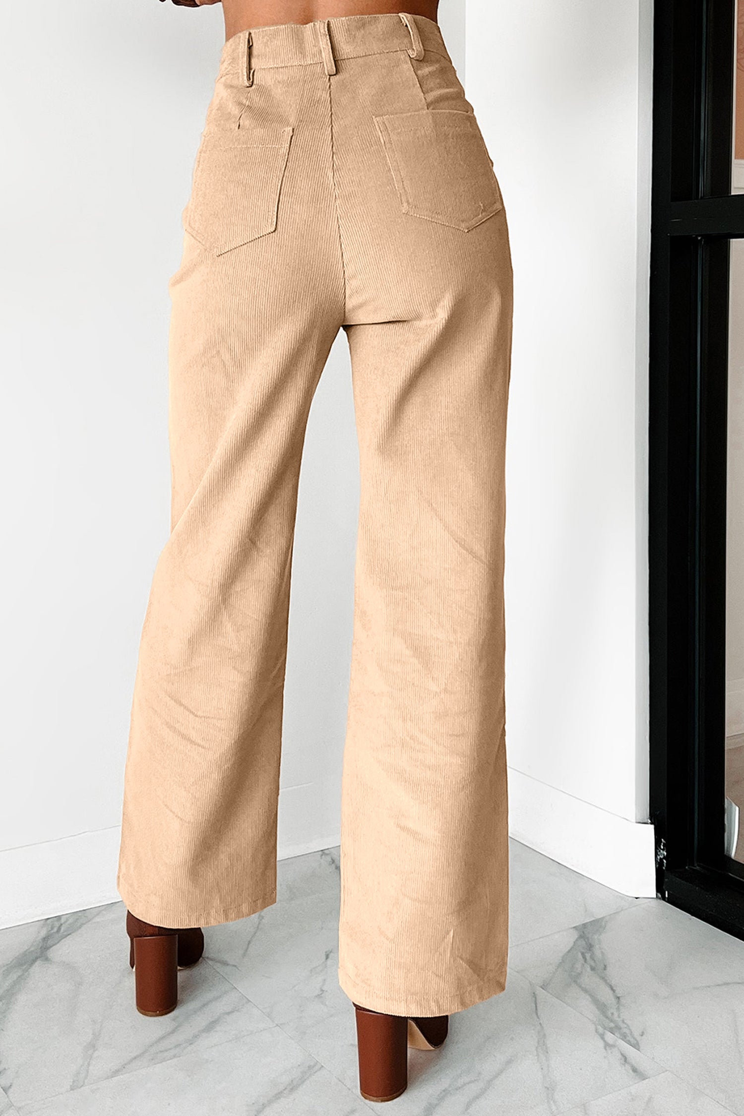 Corduroy Side Panel Colorblock Straight Leg Pants – Smoke Gray